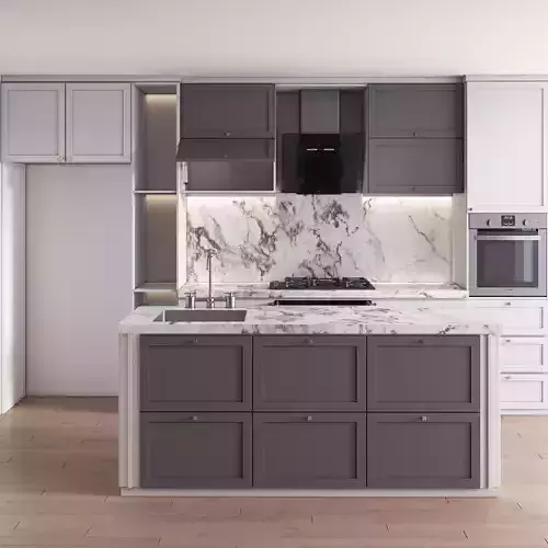 kitchen E modern with cabinets and marble counter tops