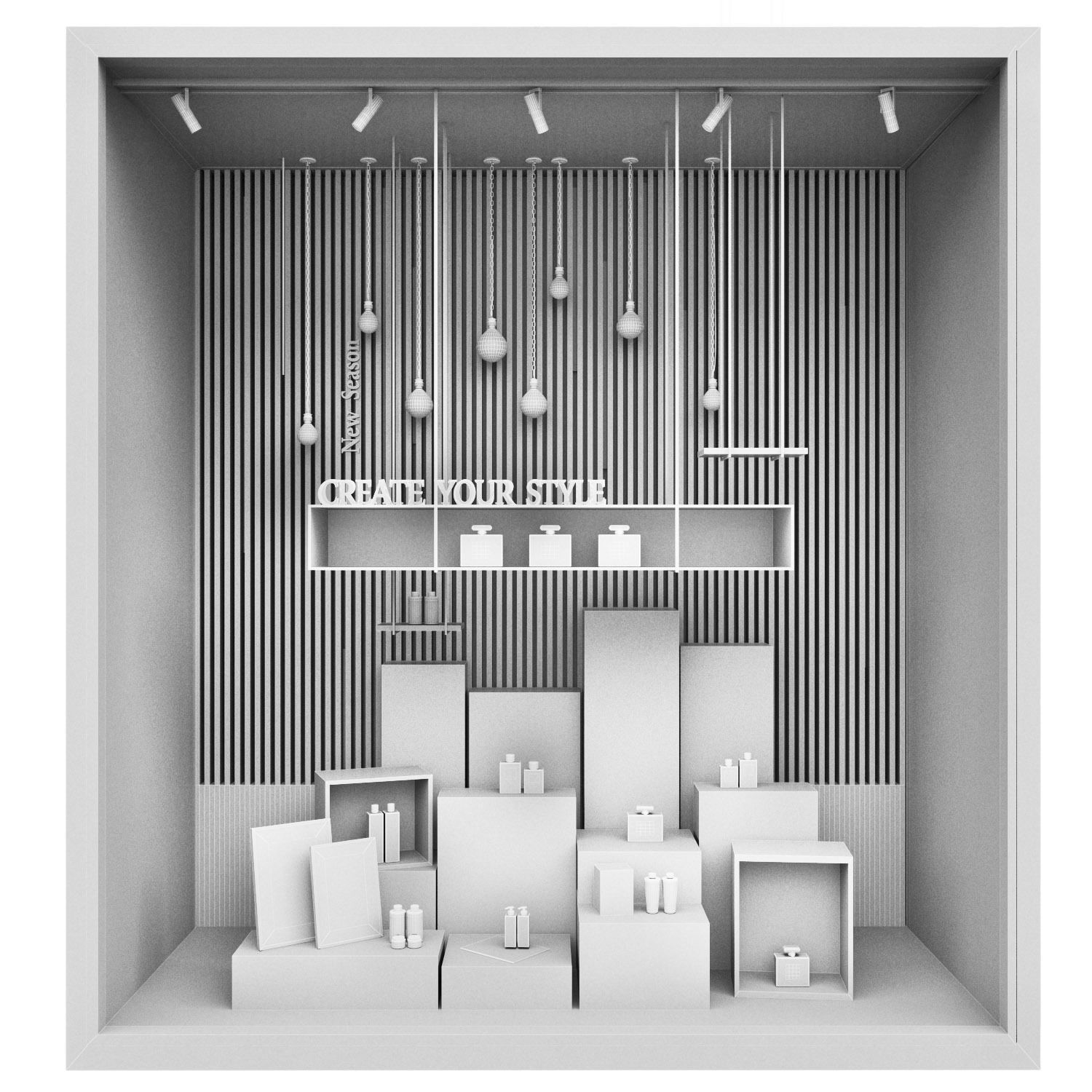 Store Window-Box Showcase  Low-poly 3D model_2