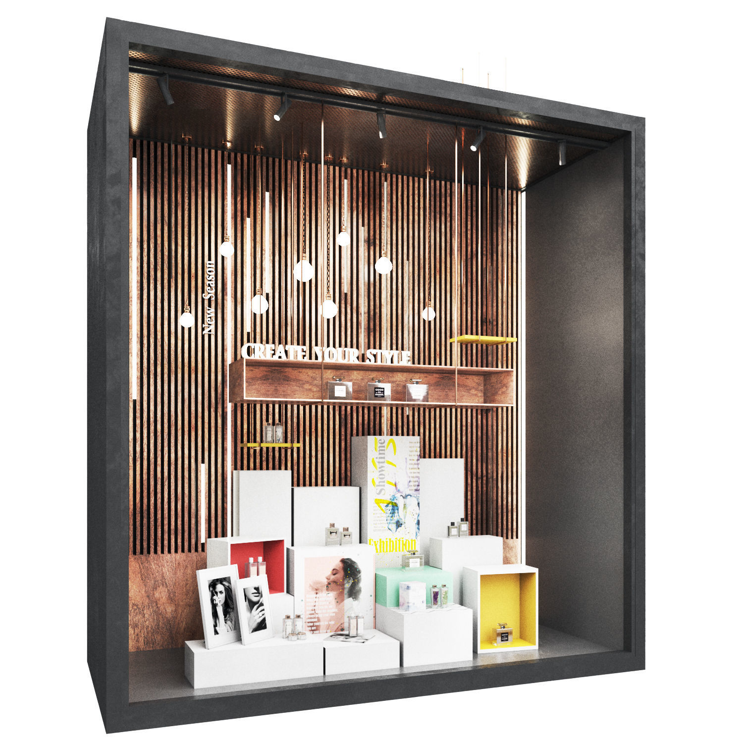 Store Window-Box Showcase  Low-poly 3D model_1