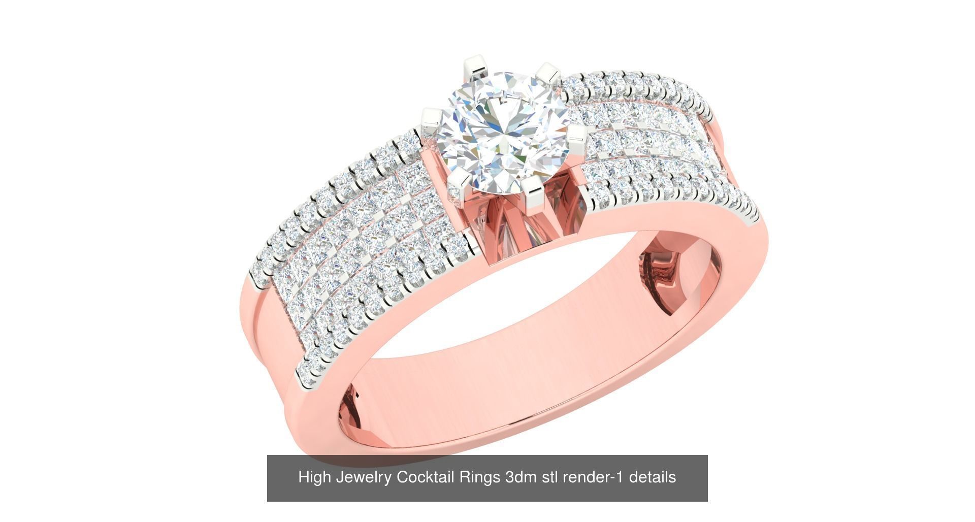 180 High Jewelry Cocktail Rings 3dm stl render-1 details  3D Model Collection_177