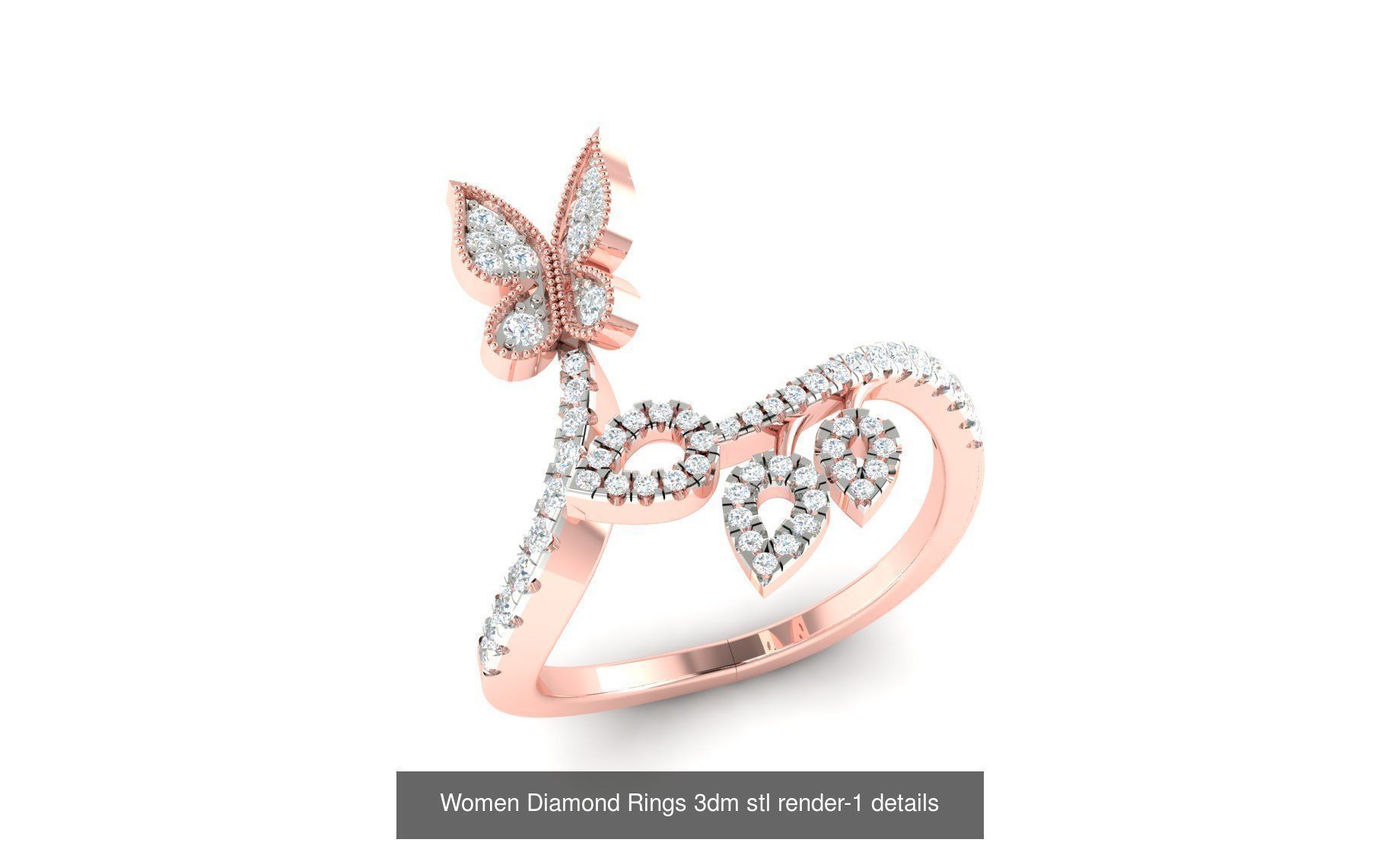 180 High Jewelry Cocktail Rings 3dm stl render-1 details  3D Model Collection_95