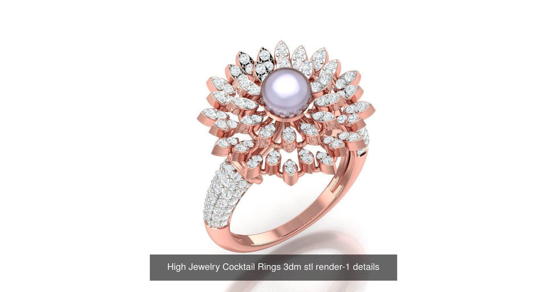 180 High Jewelry Cocktail Rings 3dm stl render-1 details  3D Model Collection_47