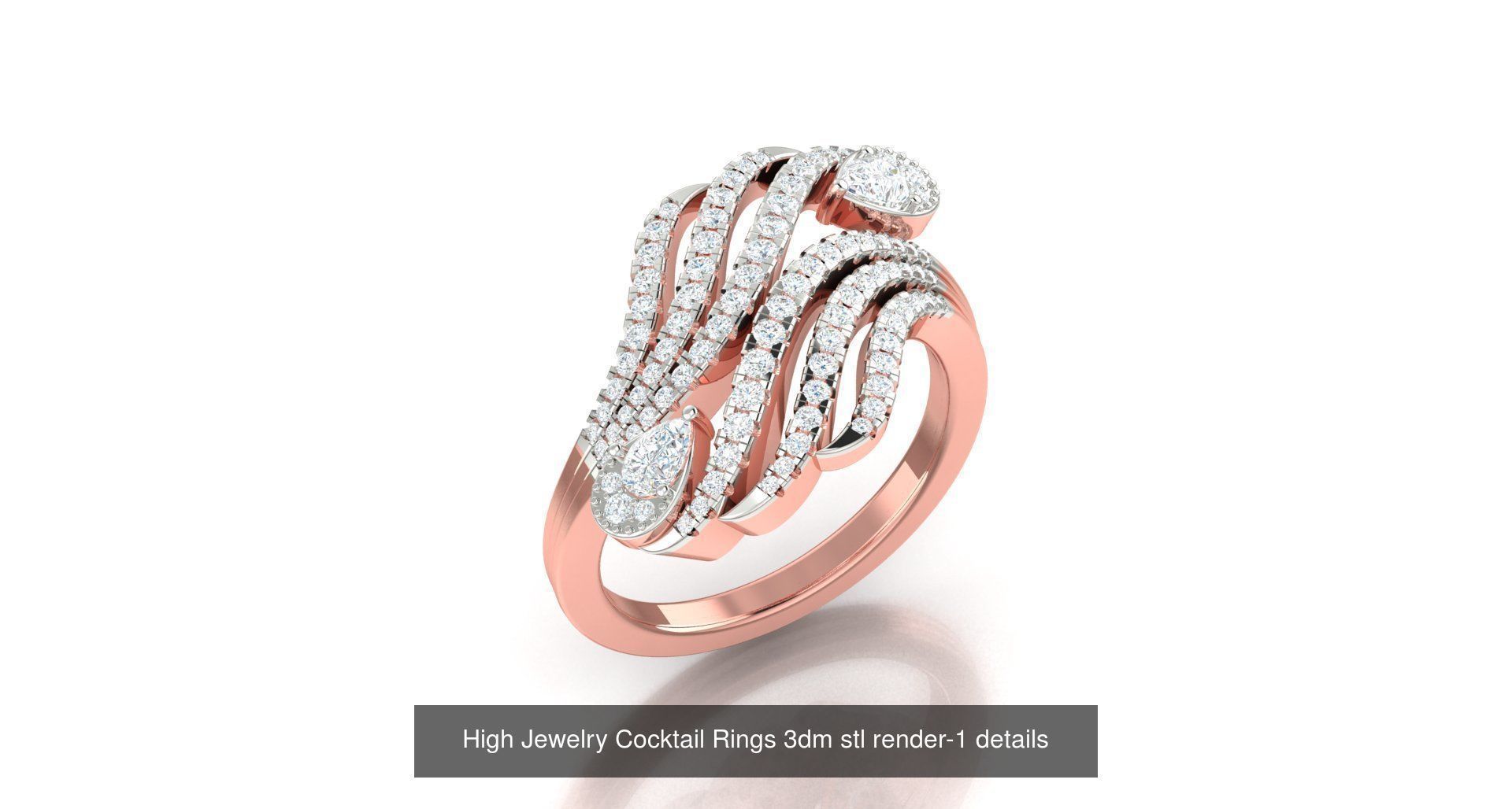 180 High Jewelry Cocktail Rings 3dm stl render-1 details  3D Model Collection_50