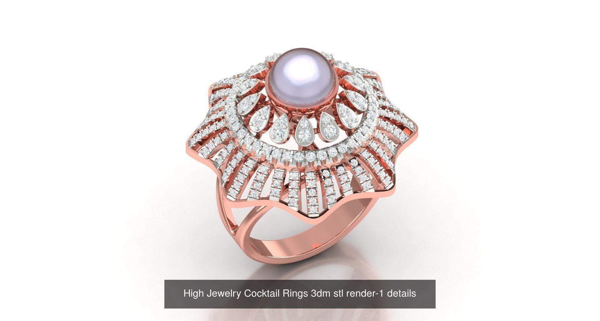 180 High Jewelry Cocktail Rings 3dm stl render-1 details  3D Model Collection_63