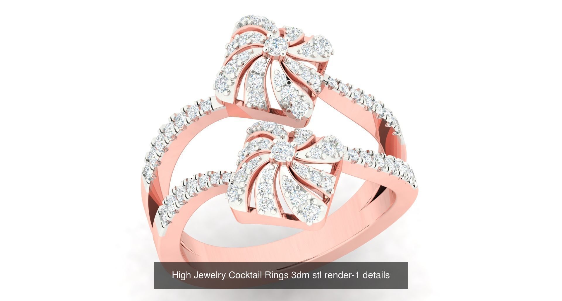 180 High Jewelry Cocktail Rings 3dm stl render-1 details  3D Model Collection_142