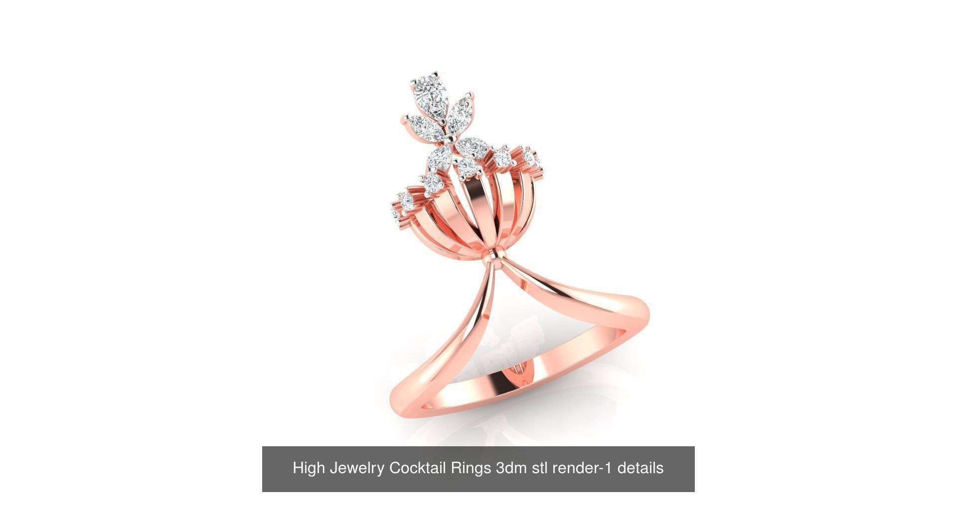 180 High Jewelry Cocktail Rings 3dm stl render-1 details  3D Model Collection_21