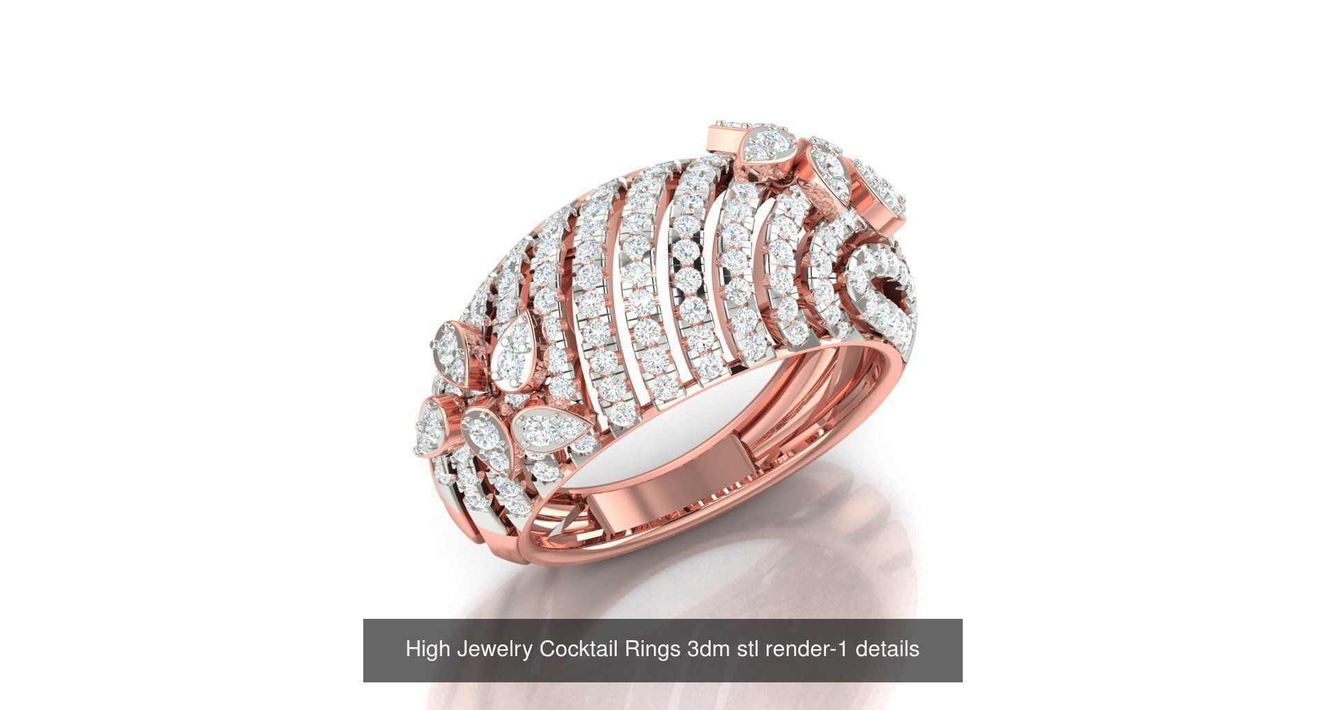 180 High Jewelry Cocktail Rings 3dm stl render-1 details  3D Model Collection_59