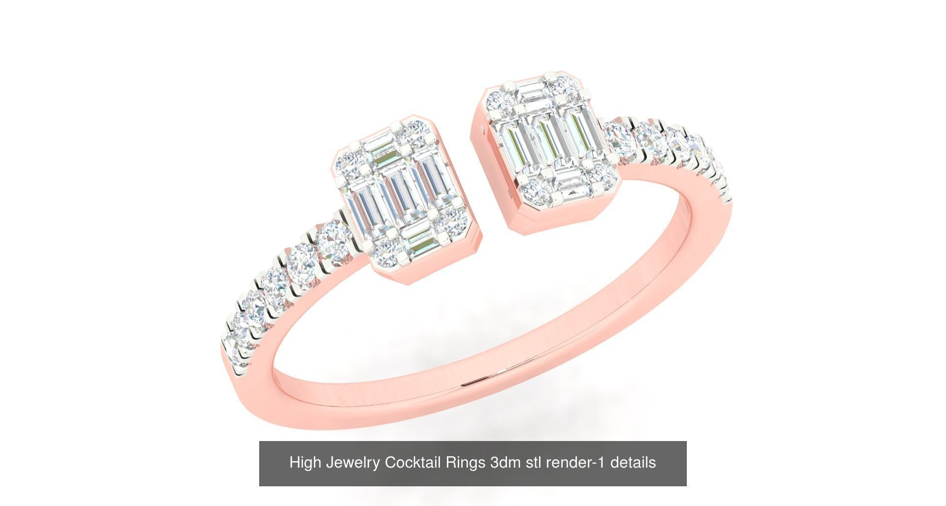 180 High Jewelry Cocktail Rings 3dm stl render-1 details  3D Model Collection_168