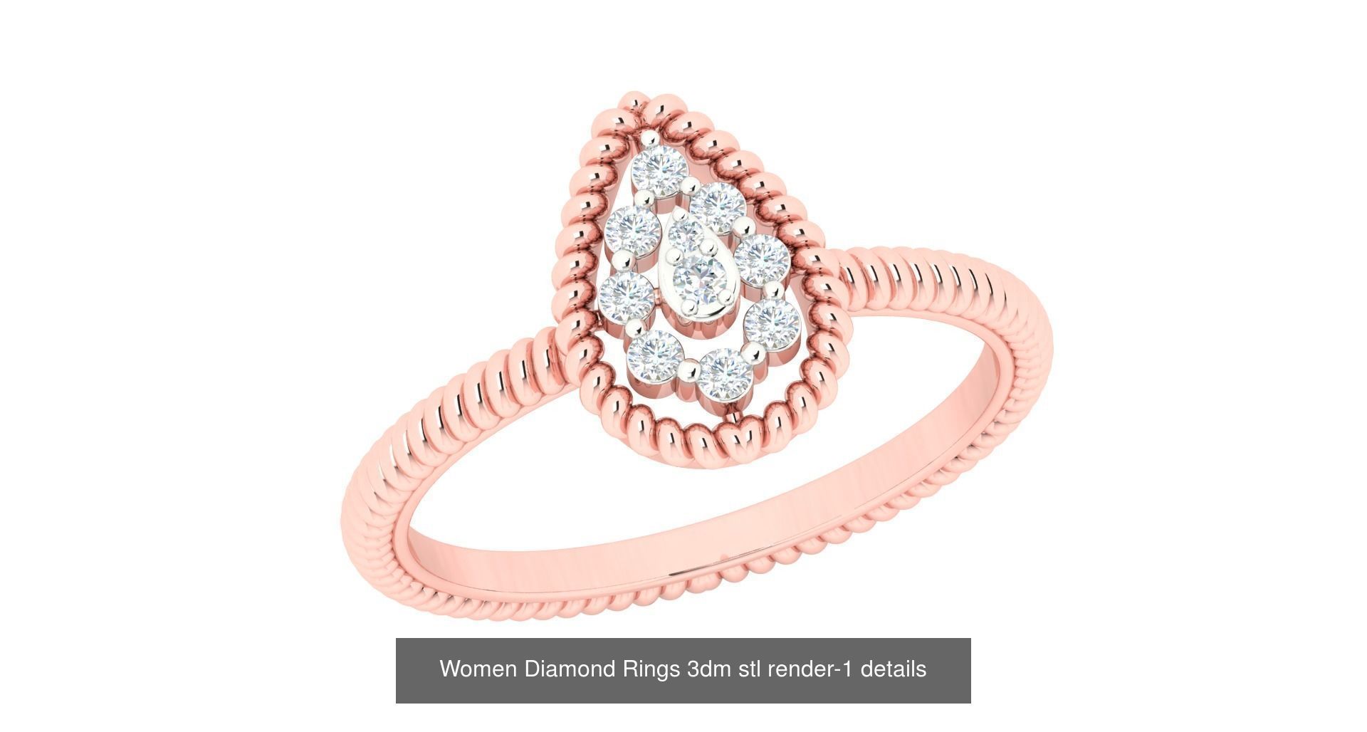 180 High Jewelry Cocktail Rings 3dm stl render-1 details  3D Model Collection_156