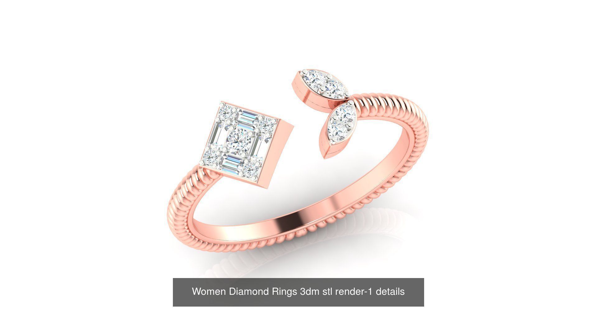 180 High Jewelry Cocktail Rings 3dm stl render-1 details  3D Model Collection_16