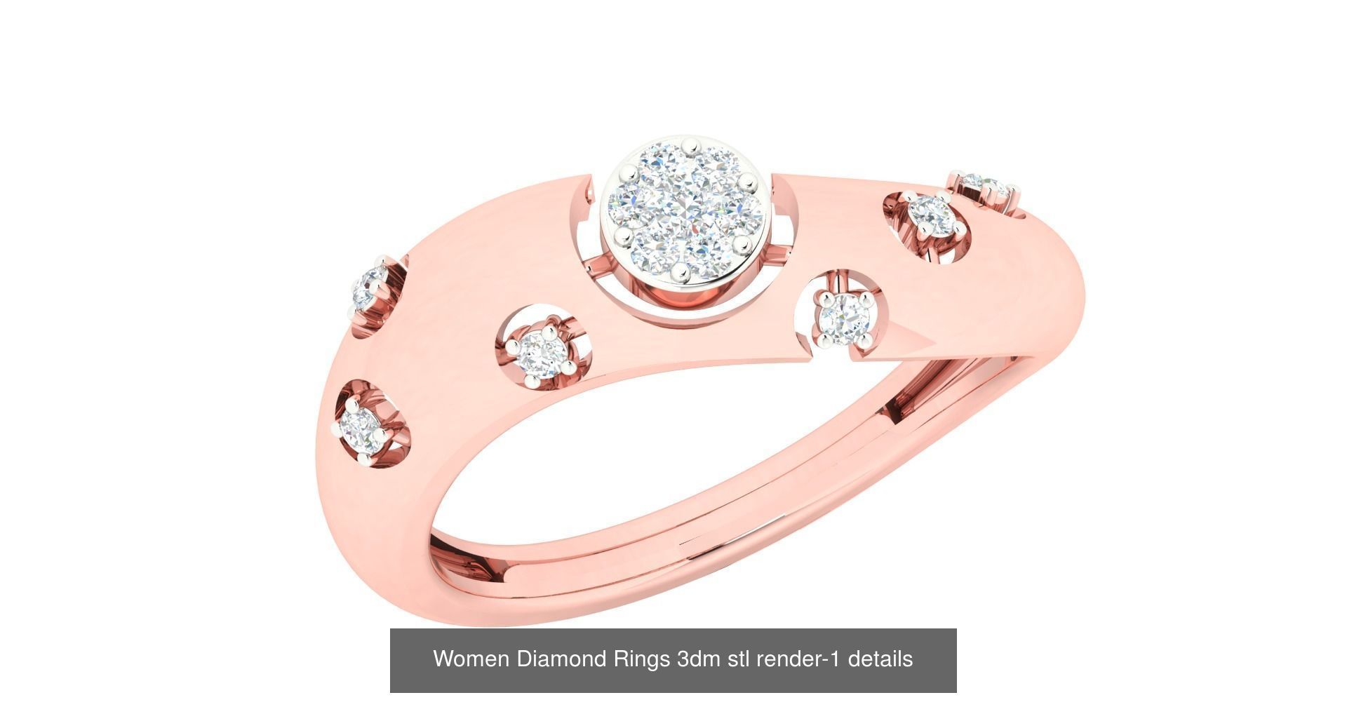 180 High Jewelry Cocktail Rings 3dm stl render-1 details  3D Model Collection_149