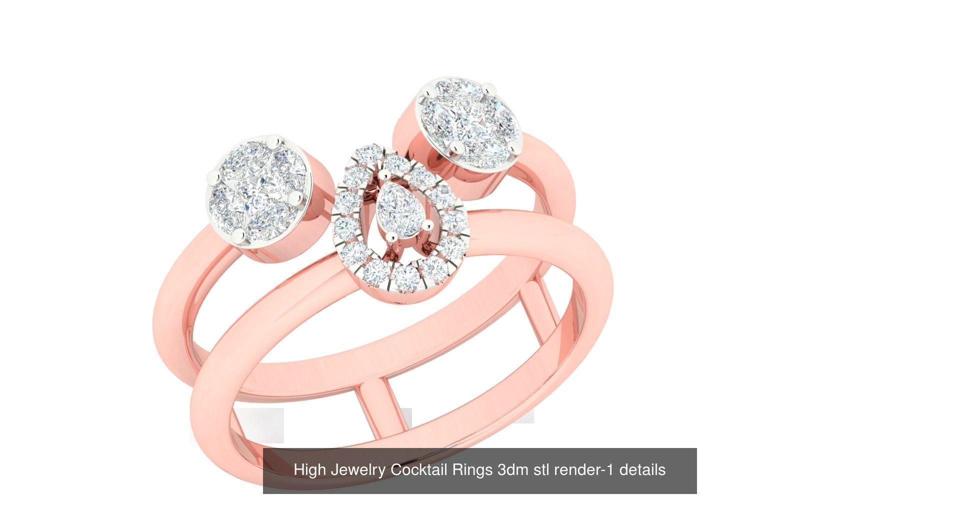 180 High Jewelry Cocktail Rings 3dm stl render-1 details  3D Model Collection_165