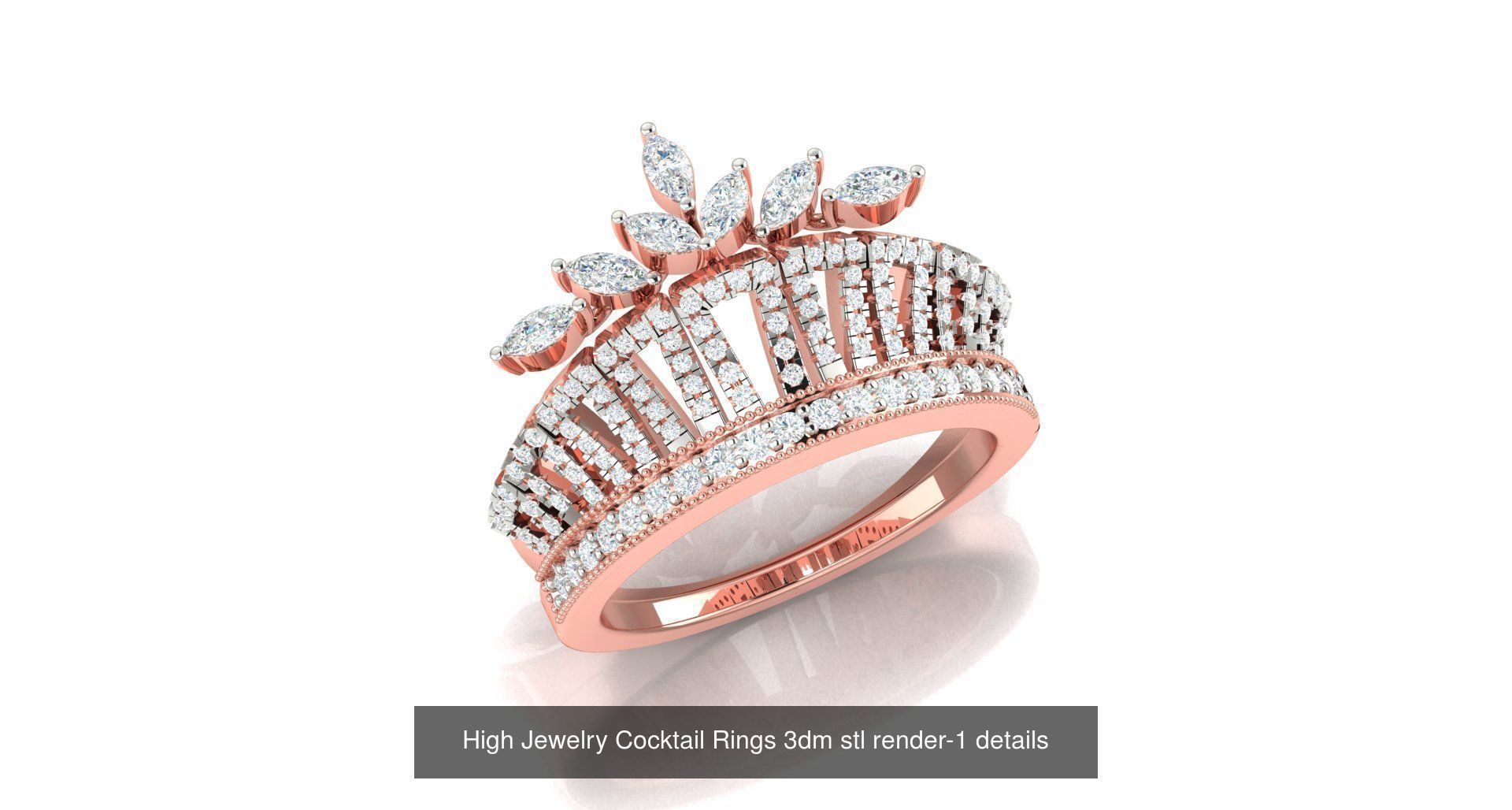 180 High Jewelry Cocktail Rings 3dm stl render-1 details  3D Model Collection_66