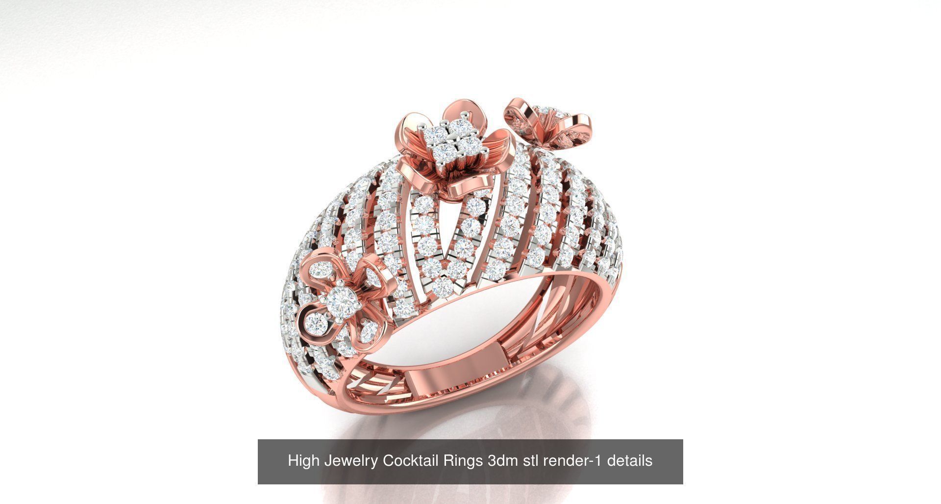 180 High Jewelry Cocktail Rings 3dm stl render-1 details  3D Model Collection_58