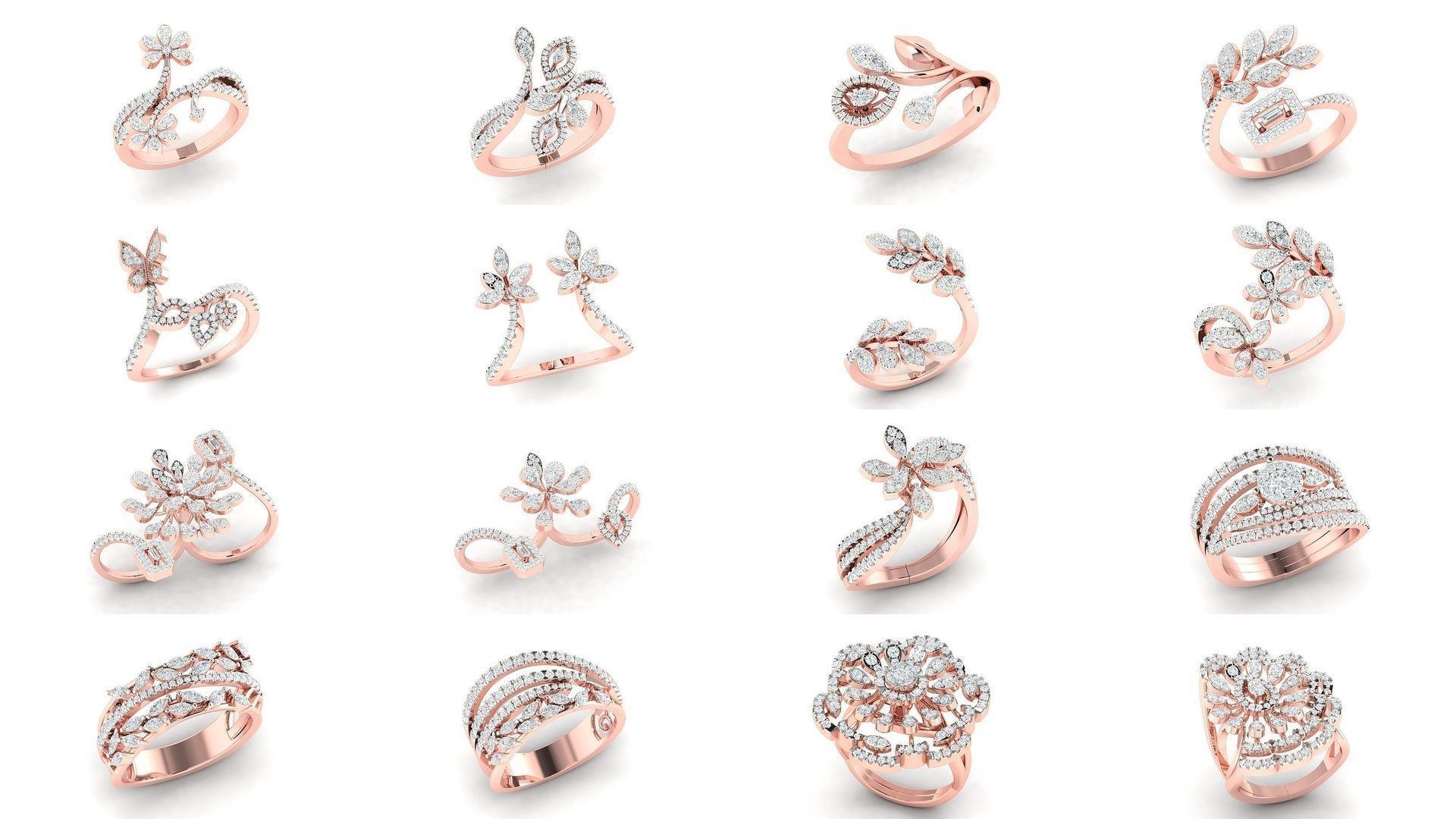 180 High Jewelry Cocktail Rings 3dm stl render-1 details  3D Model Collection_5