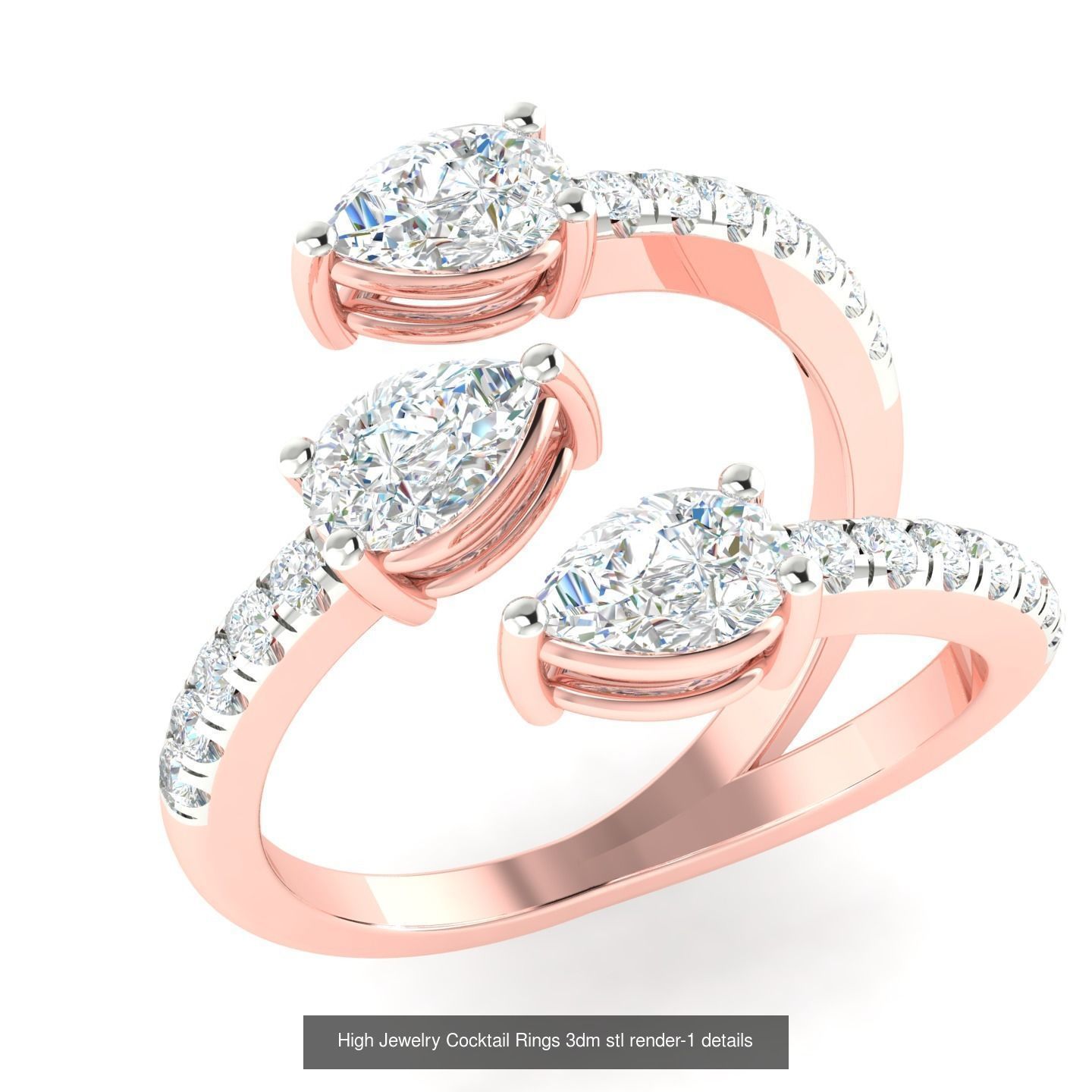 180 High Jewelry Cocktail Rings 3dm stl render-1 details  3D Model Collection_174