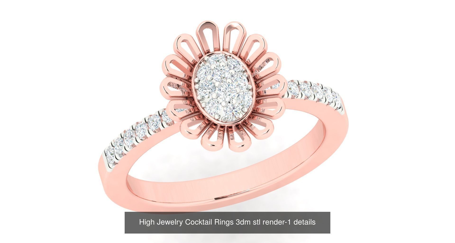 180 High Jewelry Cocktail Rings 3dm stl render-1 details  3D Model Collection_151