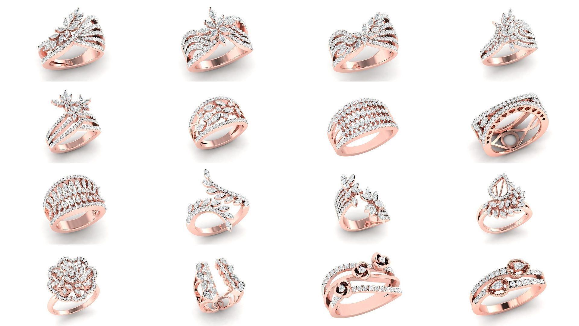 180 High Jewelry Cocktail Rings 3dm stl render-1 details  3D Model Collection_6