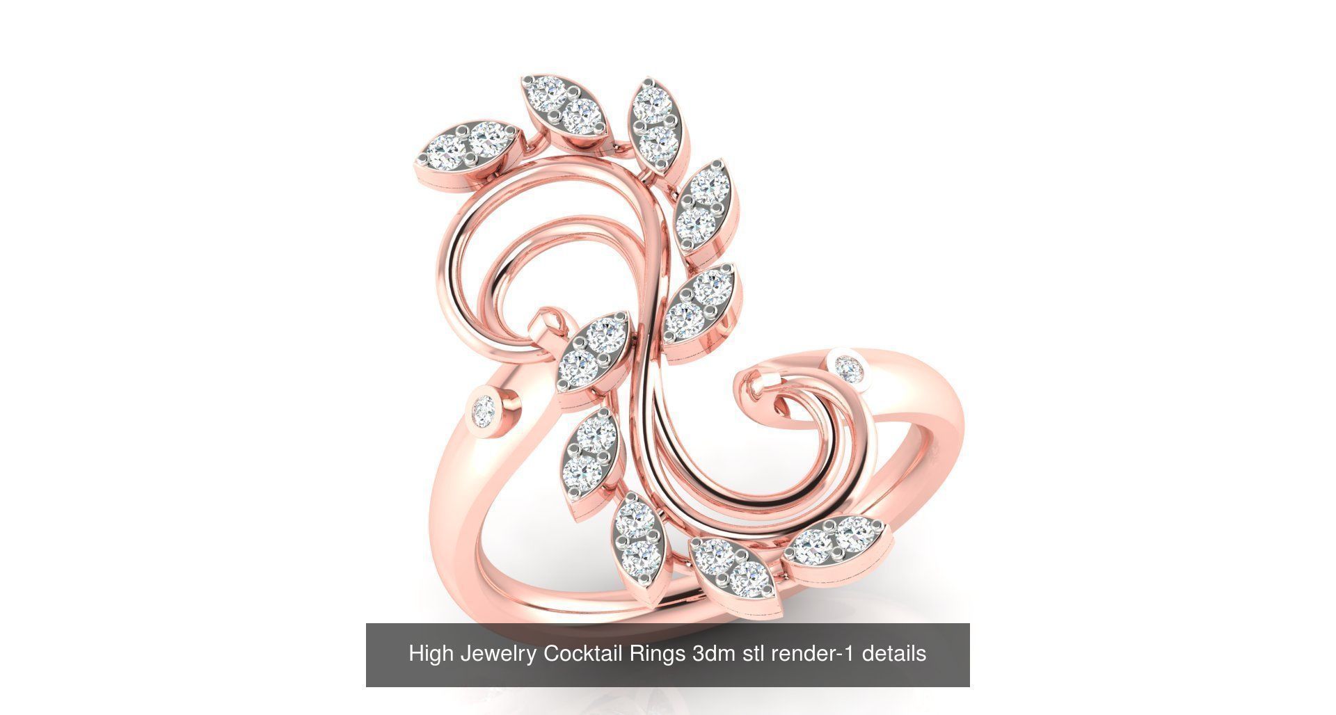 180 High Jewelry Cocktail Rings 3dm stl render-1 details  3D Model Collection_37