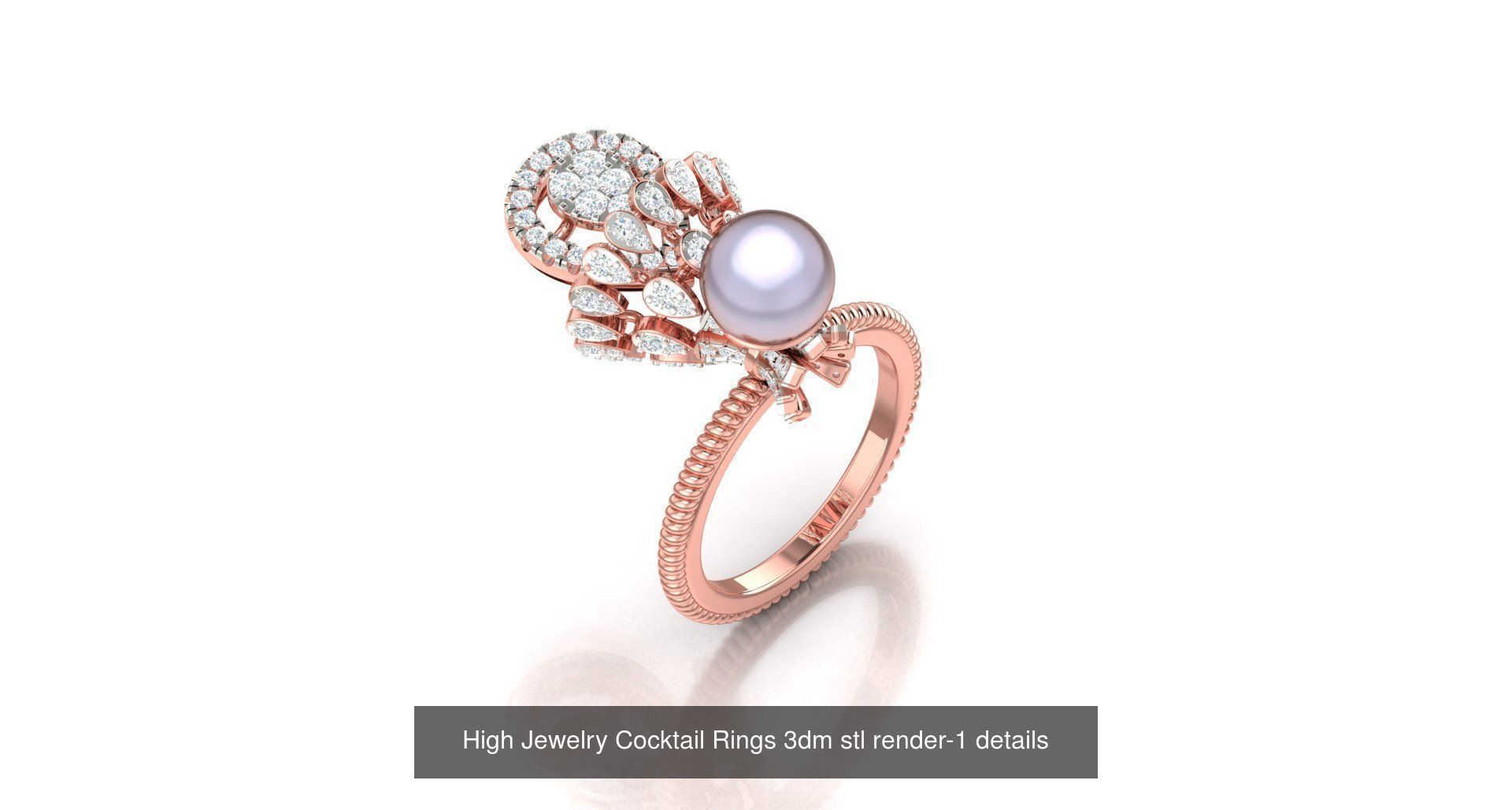 180 High Jewelry Cocktail Rings 3dm stl render-1 details  3D Model Collection_44