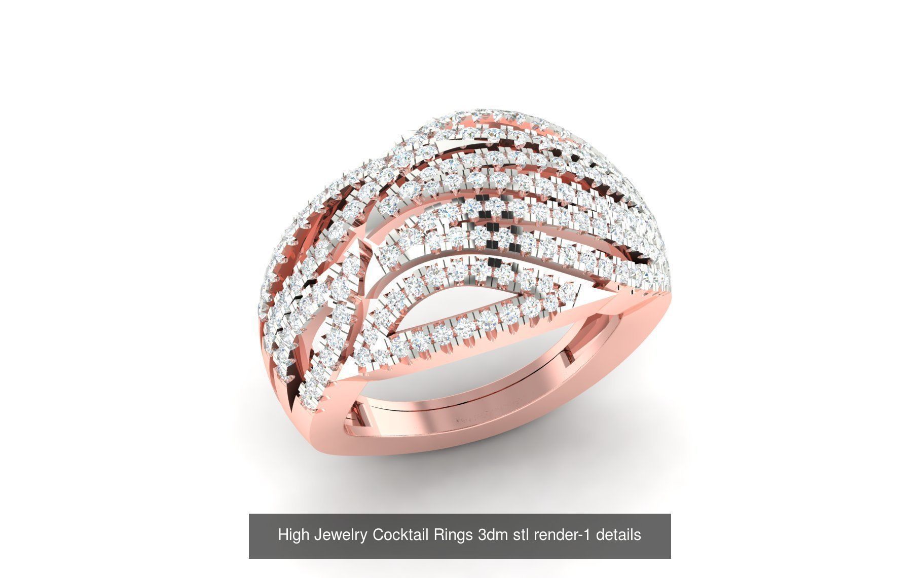 180 High Jewelry Cocktail Rings 3dm stl render-1 details  3D Model Collection_90