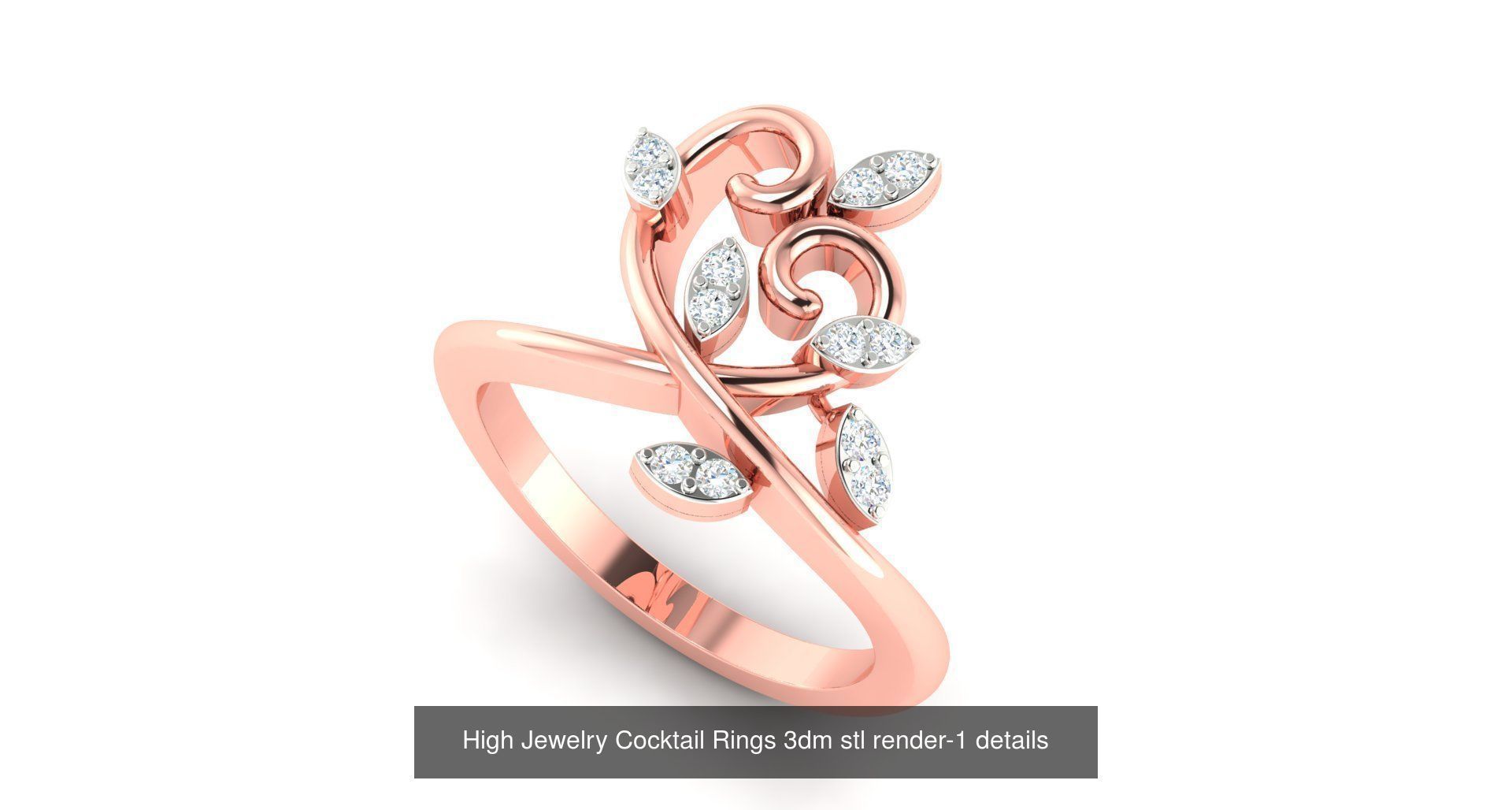 180 High Jewelry Cocktail Rings 3dm stl render-1 details  3D Model Collection_40