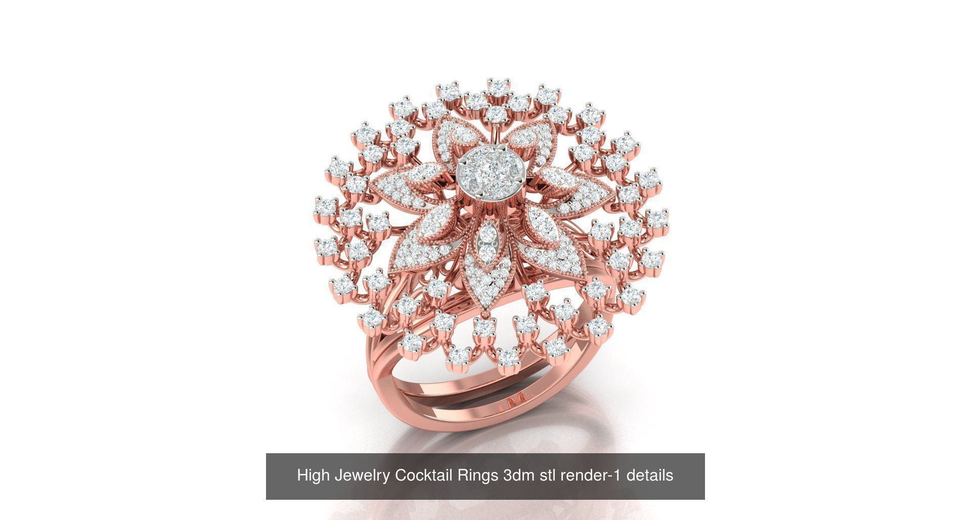 180 High Jewelry Cocktail Rings 3dm stl render-1 details  3D Model Collection_45