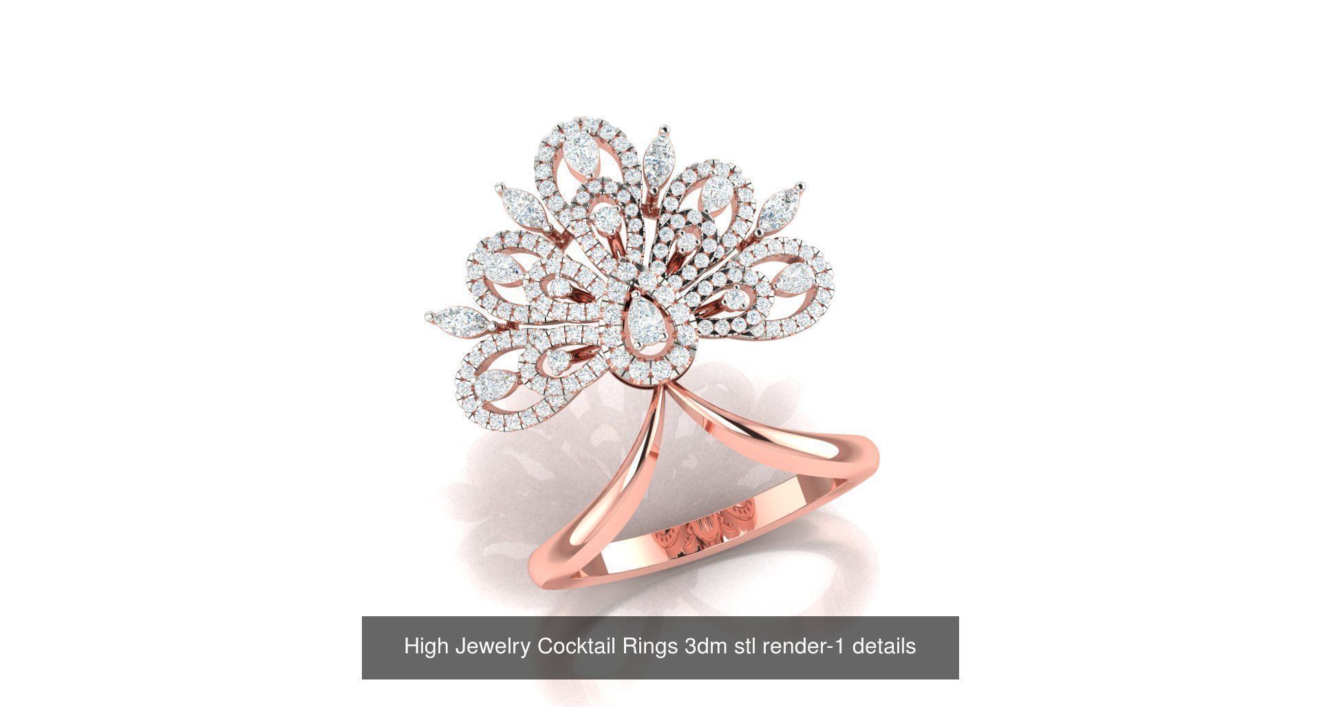 180 High Jewelry Cocktail Rings 3dm stl render-1 details  3D Model Collection_54