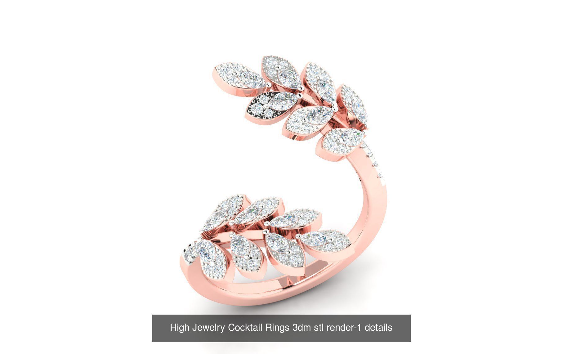 180 High Jewelry Cocktail Rings 3dm stl render-1 details  3D Model Collection_97