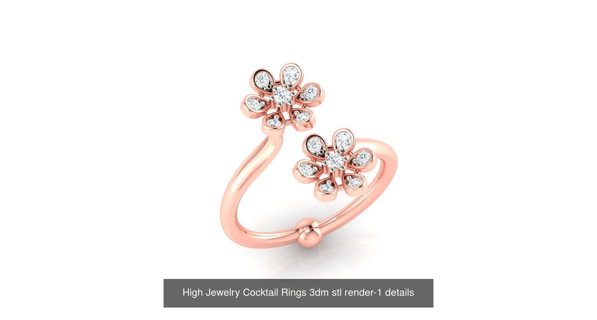 180 High Jewelry Cocktail Rings 3dm stl render-1 details  3D Model Collection_34