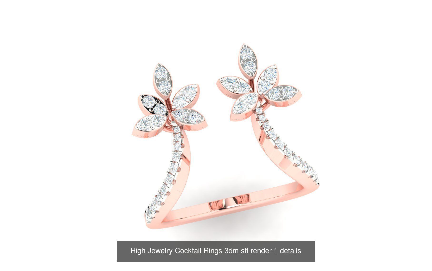 180 High Jewelry Cocktail Rings 3dm stl render-1 details  3D Model Collection_96