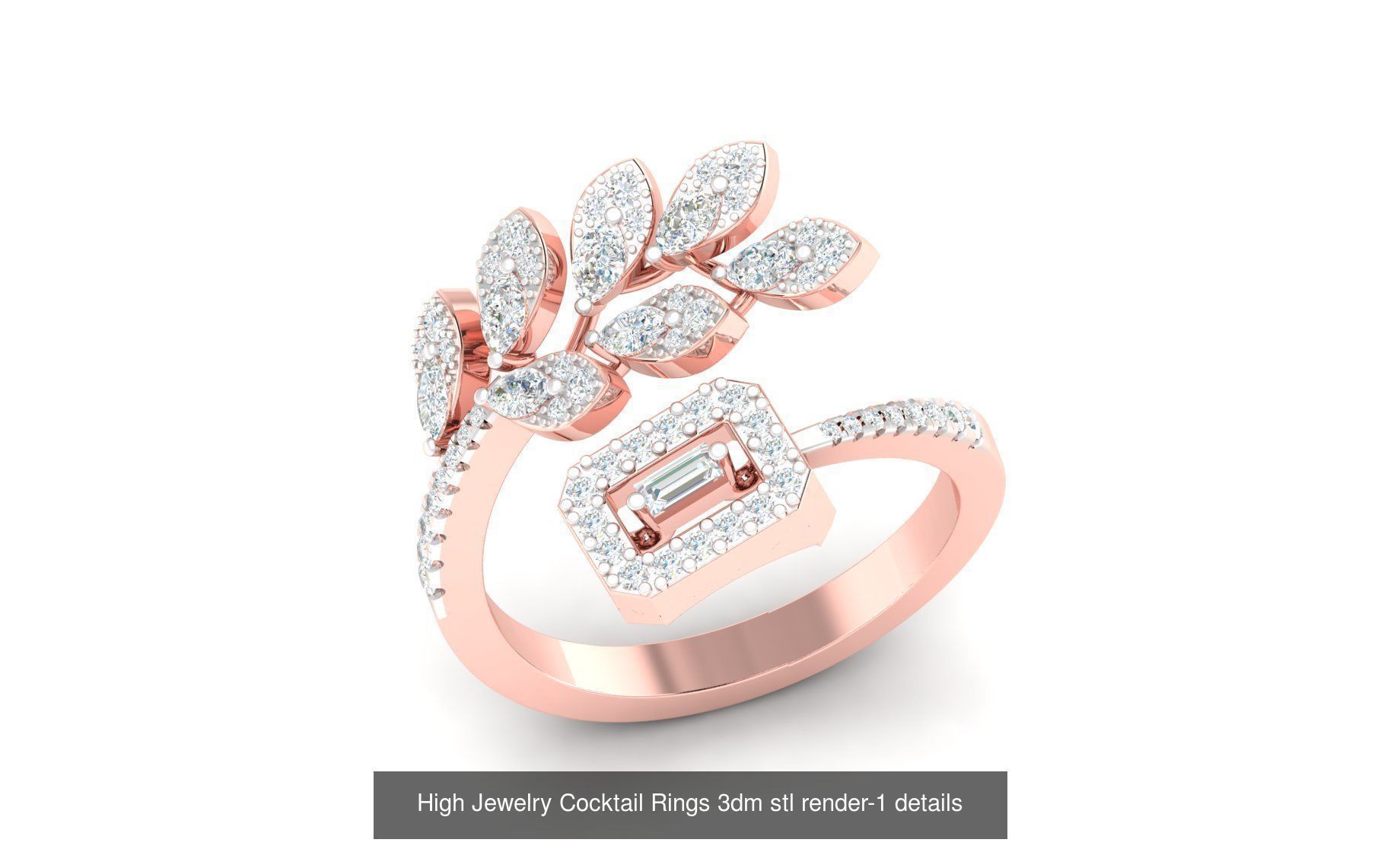 180 High Jewelry Cocktail Rings 3dm stl render-1 details  3D Model Collection_94