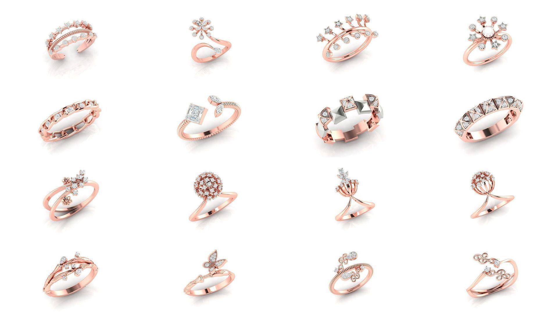 180 High Jewelry Cocktail Rings 3dm stl render-1 details  3D Model Collection_4