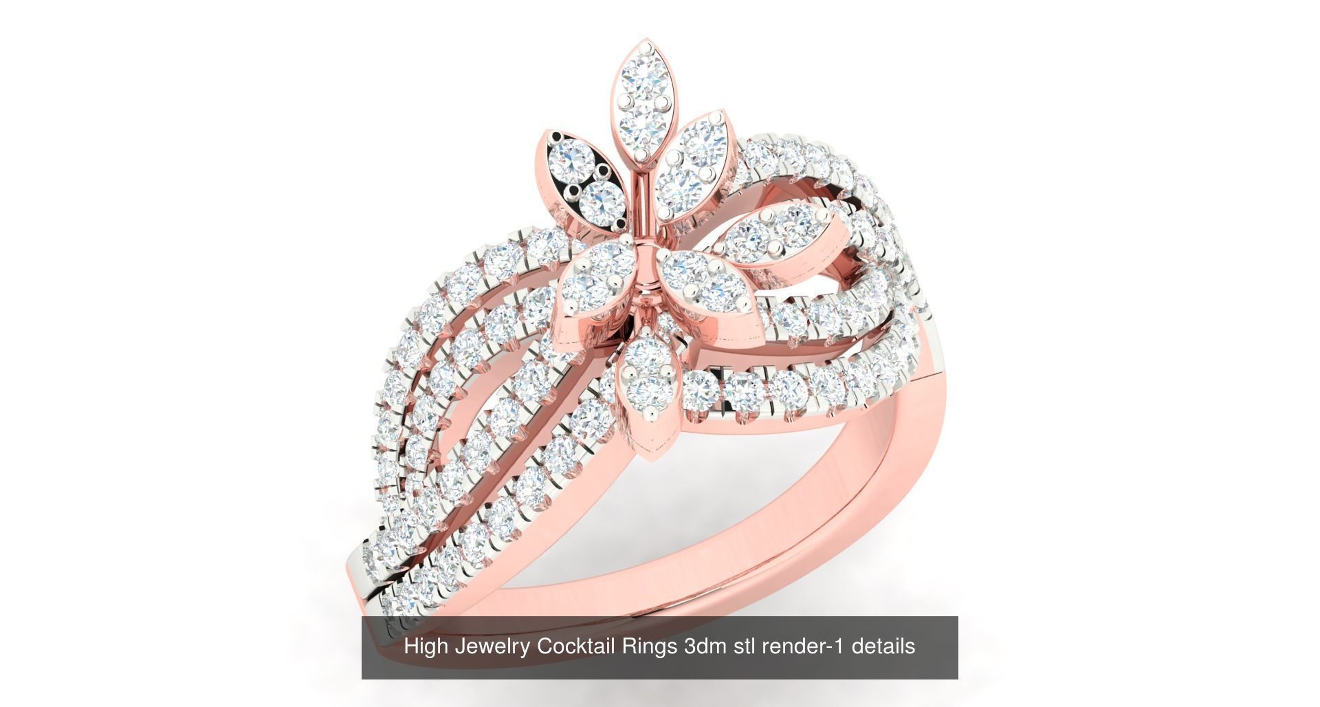 180 High Jewelry Cocktail Rings 3dm stl render-1 details  3D Model Collection_79