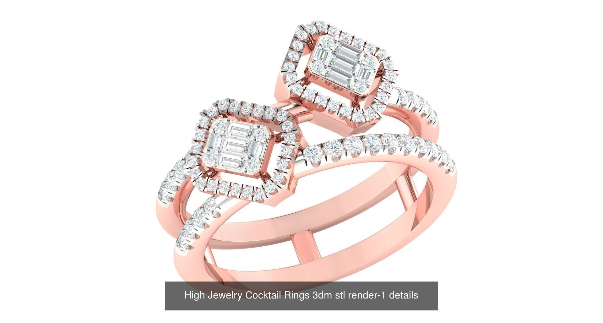 180 High Jewelry Cocktail Rings 3dm stl render-1 details  3D Model Collection_164