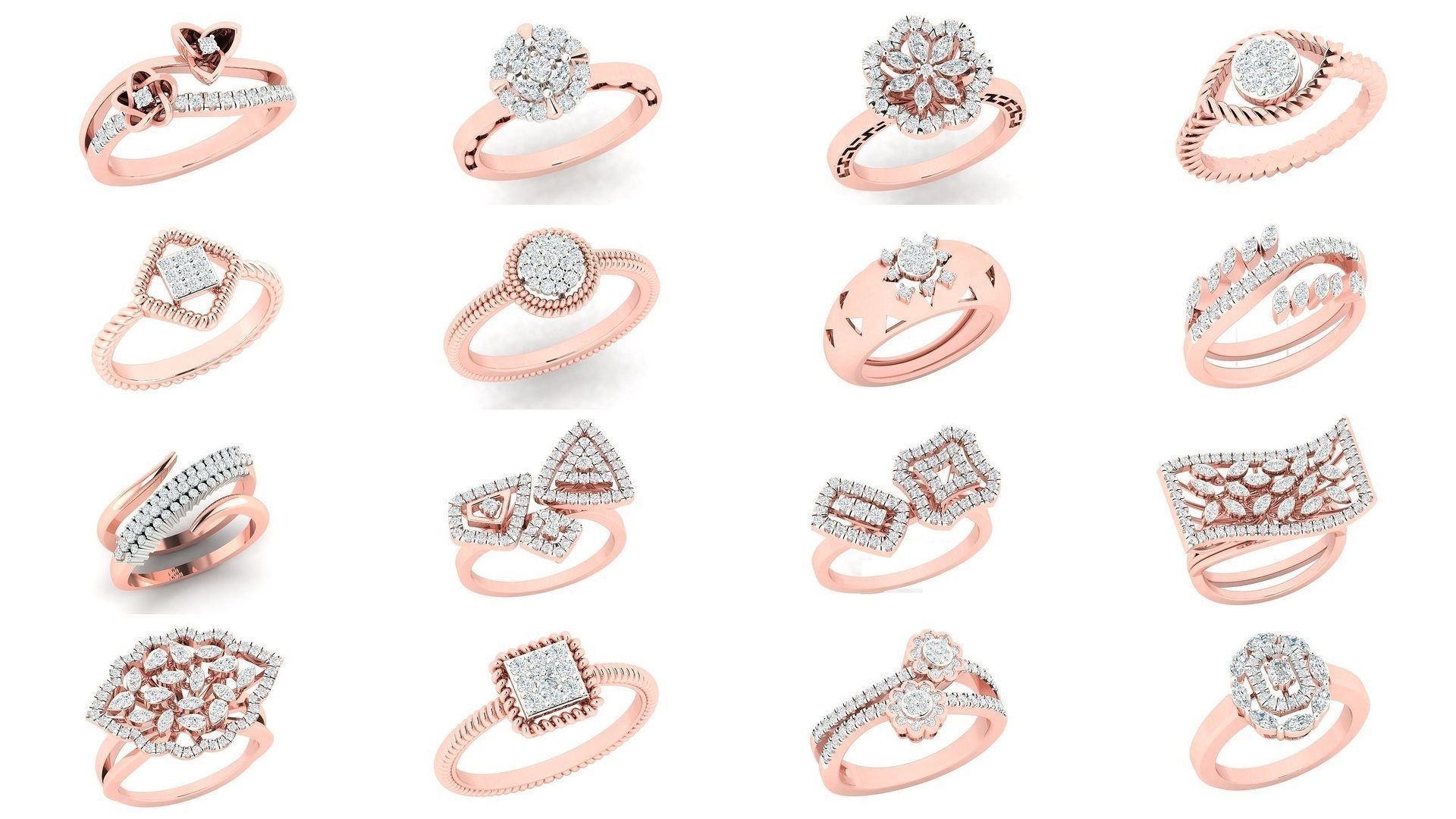 180 High Jewelry Cocktail Rings 3dm stl render-1 details  3D Model Collection_7