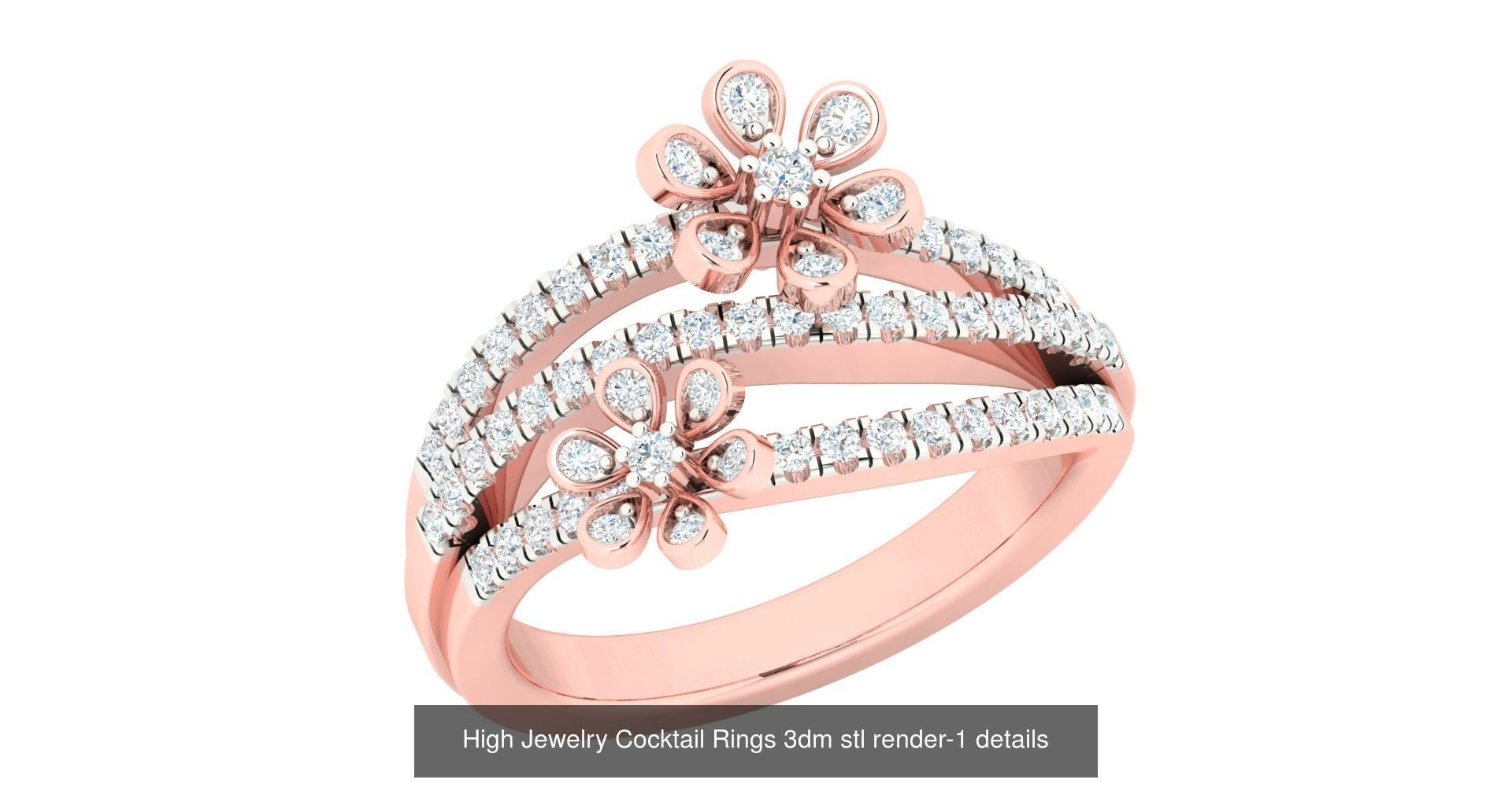 180 High Jewelry Cocktail Rings 3dm stl render-1 details  3D Model Collection_155