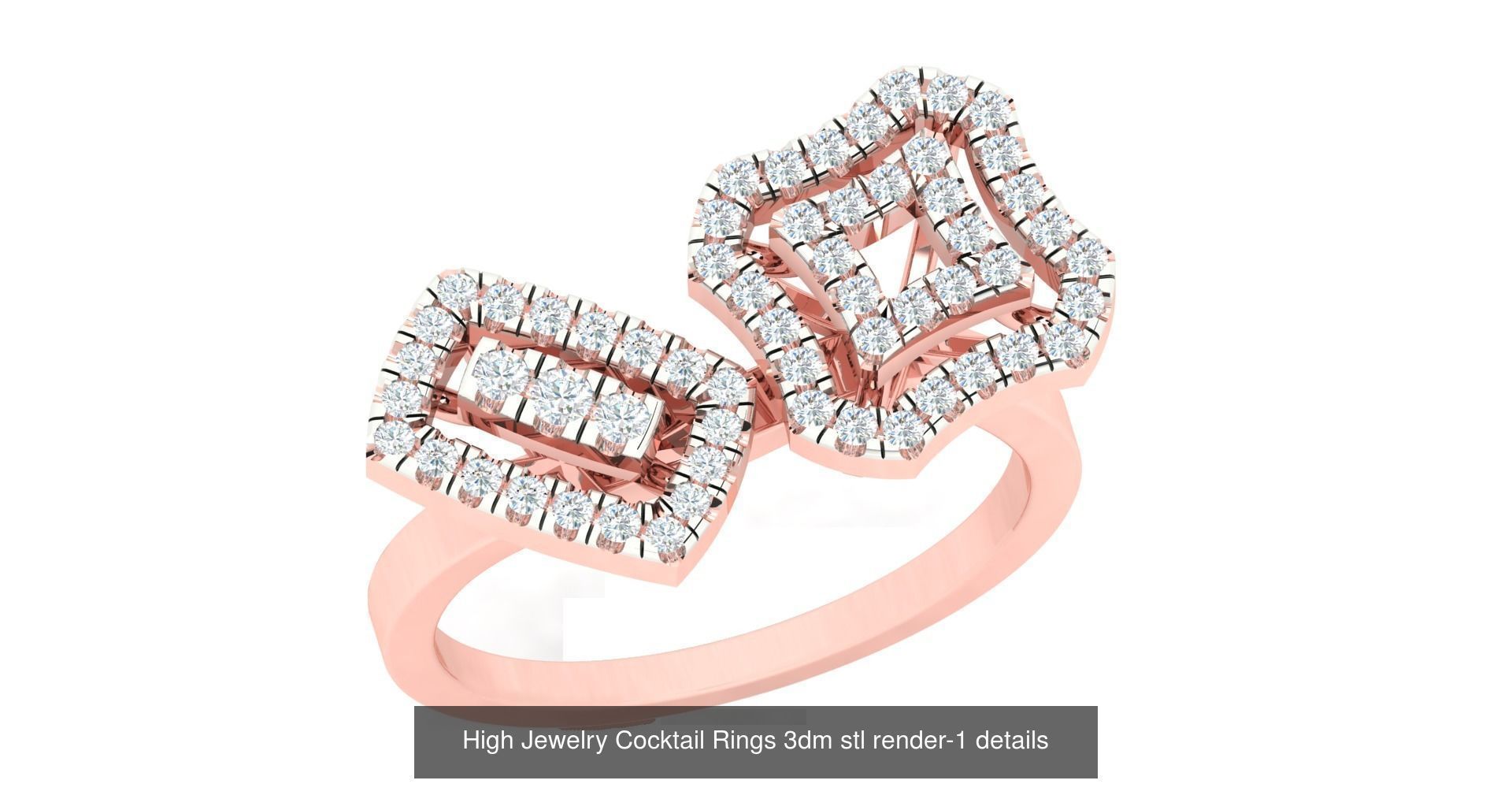180 High Jewelry Cocktail Rings 3dm stl render-1 details  3D Model Collection_133