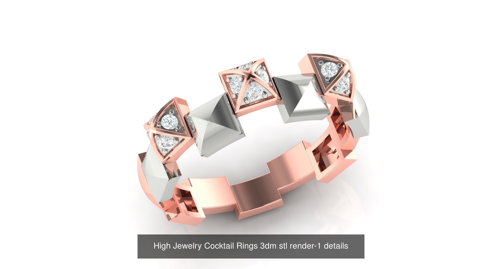 180 High Jewelry Cocktail Rings 3dm stl render-1 details  3D Model Collection_17