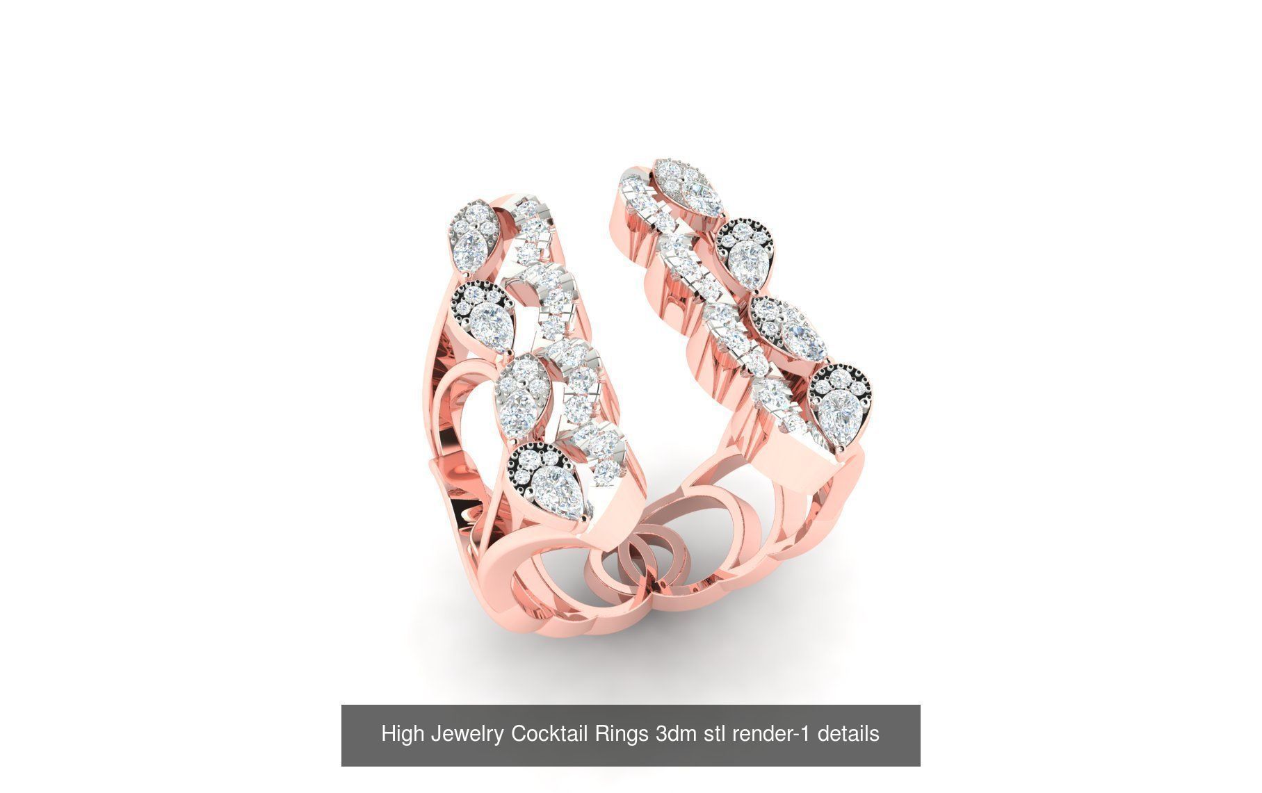 180 High Jewelry Cocktail Rings 3dm stl render-1 details  3D Model Collection_120