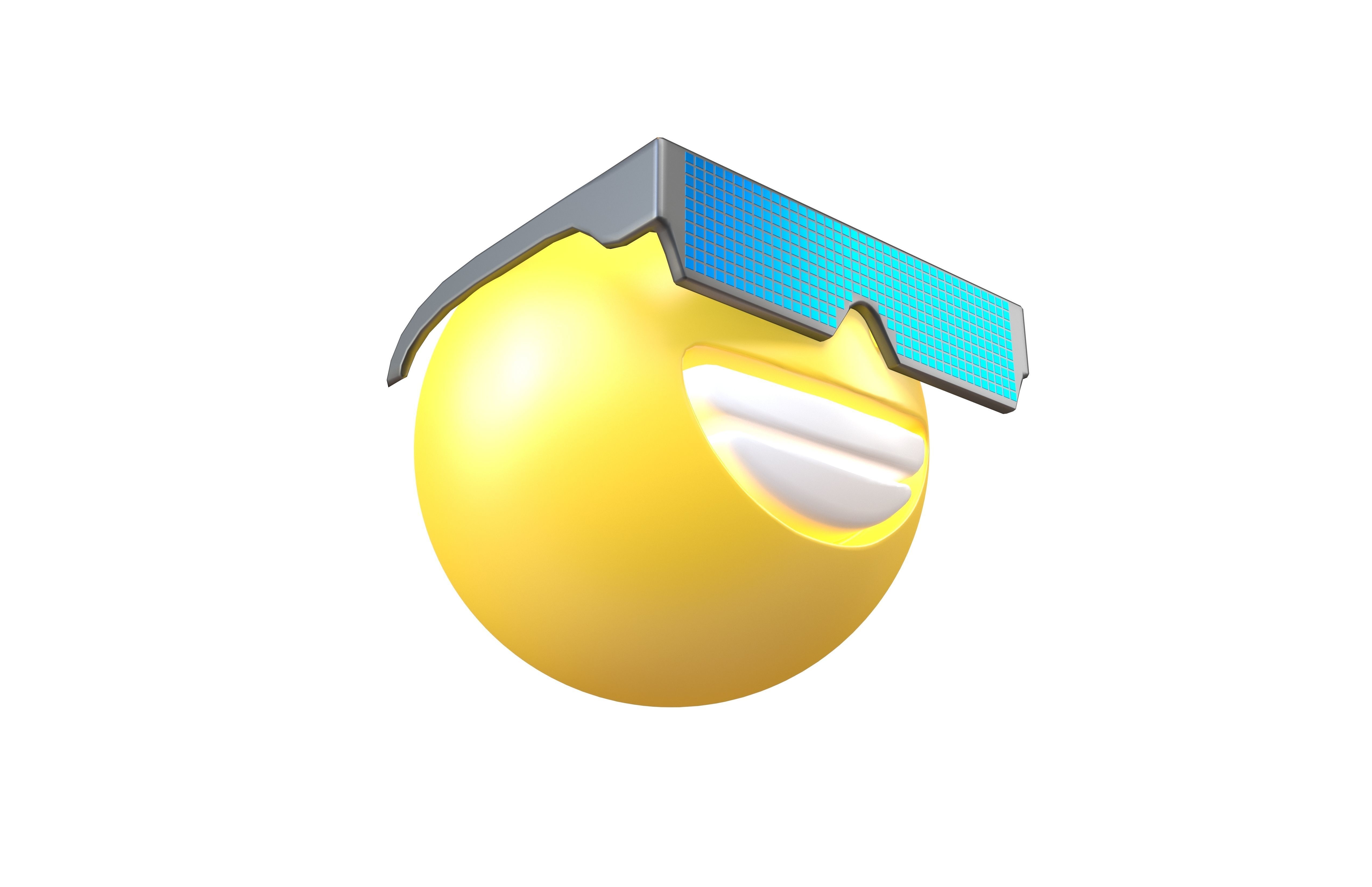 Beaming Face With Future Technology Glasses v1 002 Low-poly 3D model_2