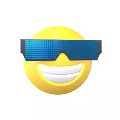 Beaming Face With Future Technology Glasses v1 002 Low-poly 3D model