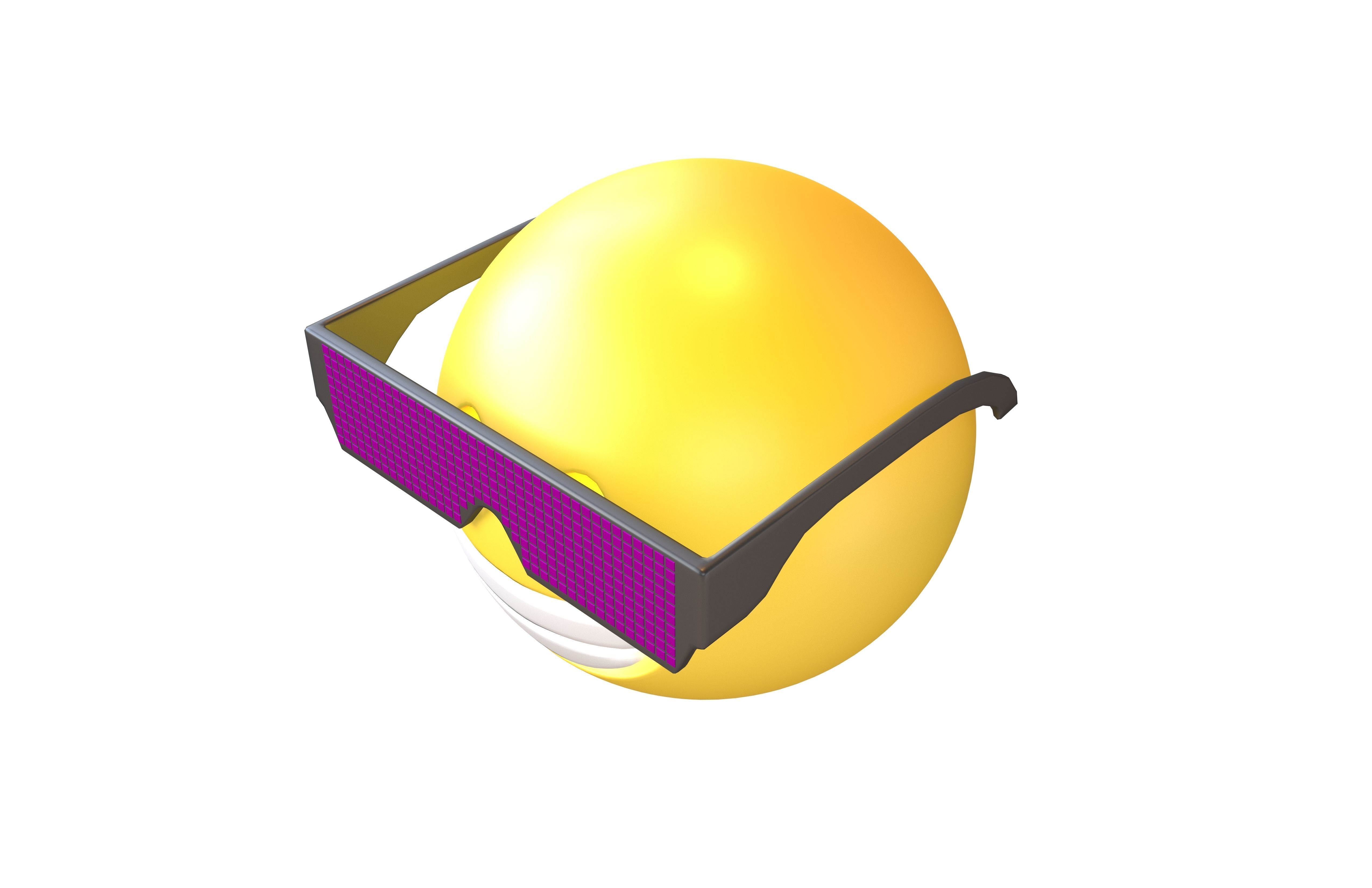 Beaming Face With Future Technology Glasses v1 003 Low-poly 3D model_1
