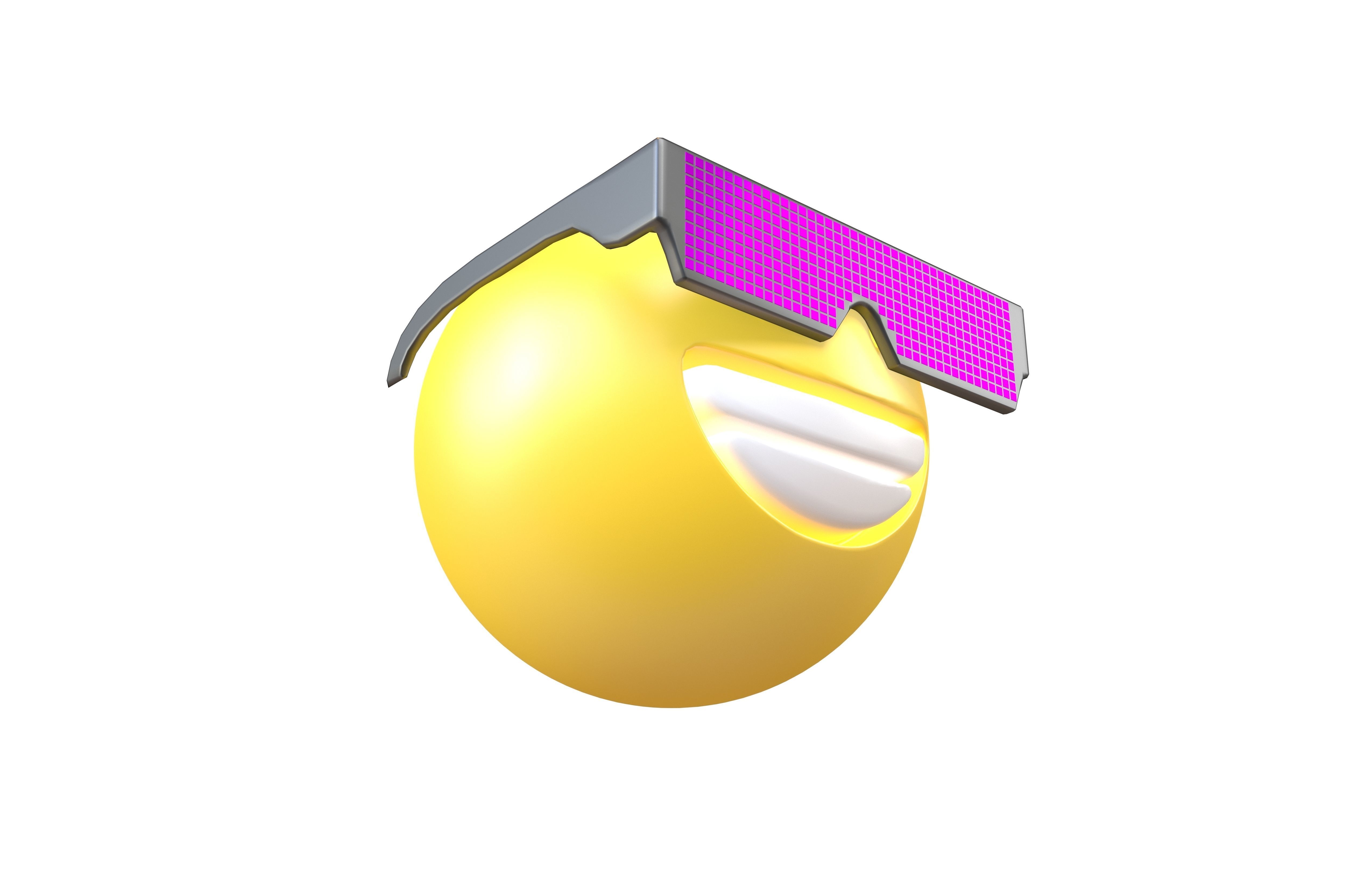 Beaming Face With Future Technology Glasses v1 003 Low-poly 3D model_2