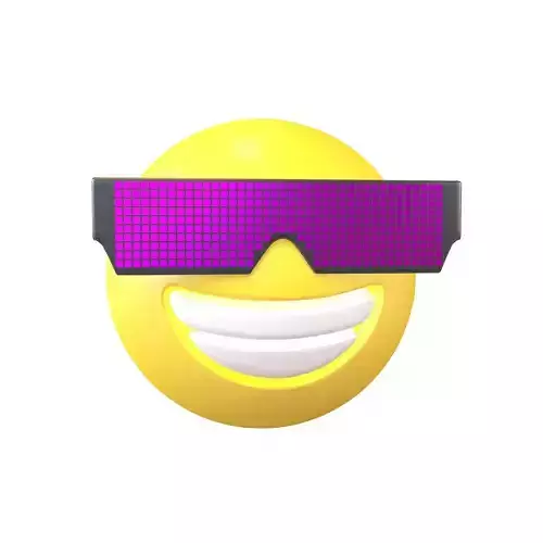 Beaming Face With Future Technology Glasses v1 003 Low-poly 3D model