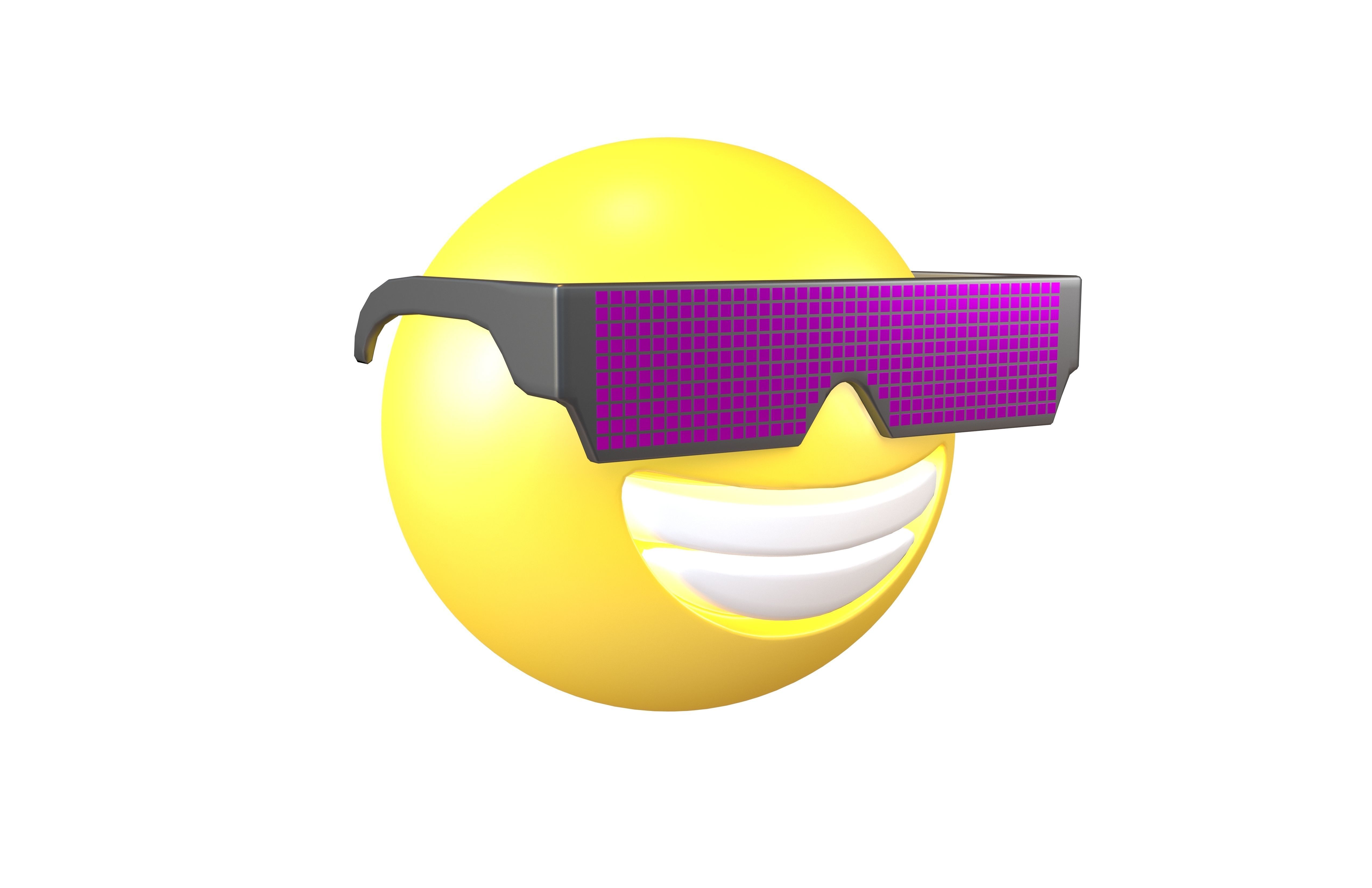 Beaming Face With Future Technology Glasses v1 003 Low-poly 3D model_3
