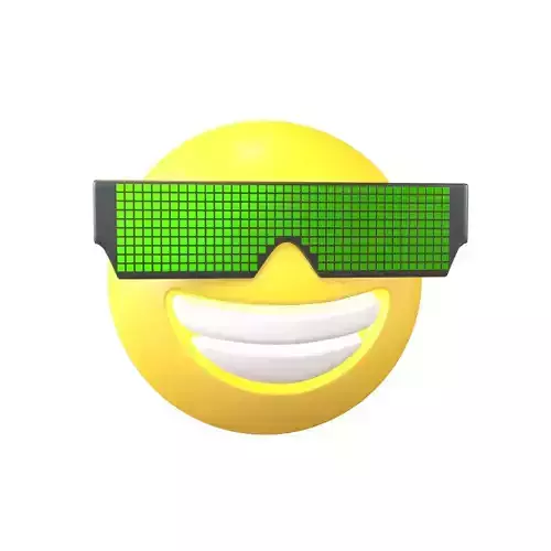 Beaming Face With Future Technology Glasses v1 004 Low-poly 3D model