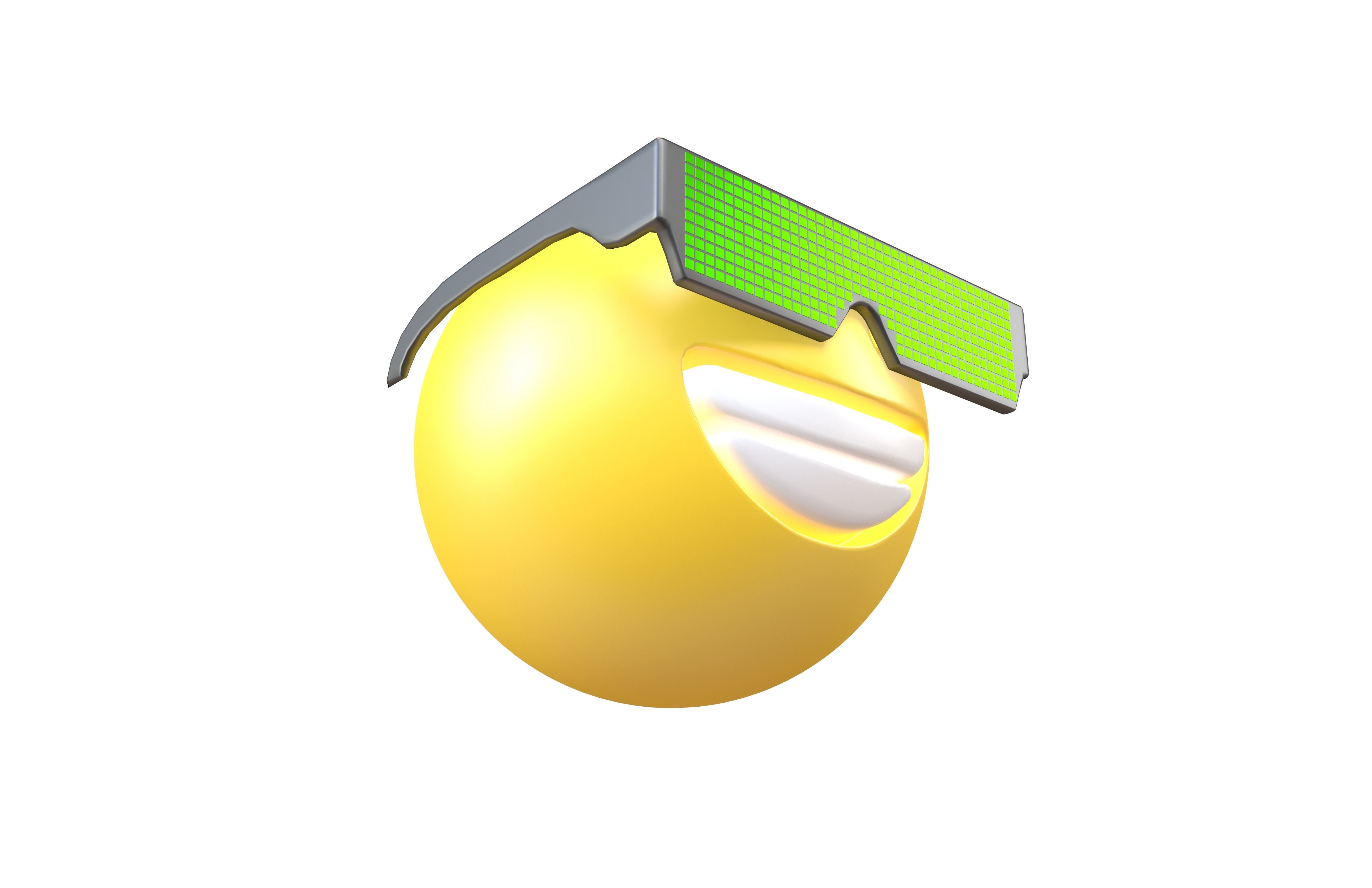 Beaming Face With Future Technology Glasses v1 004 Low-poly 3D model_3
