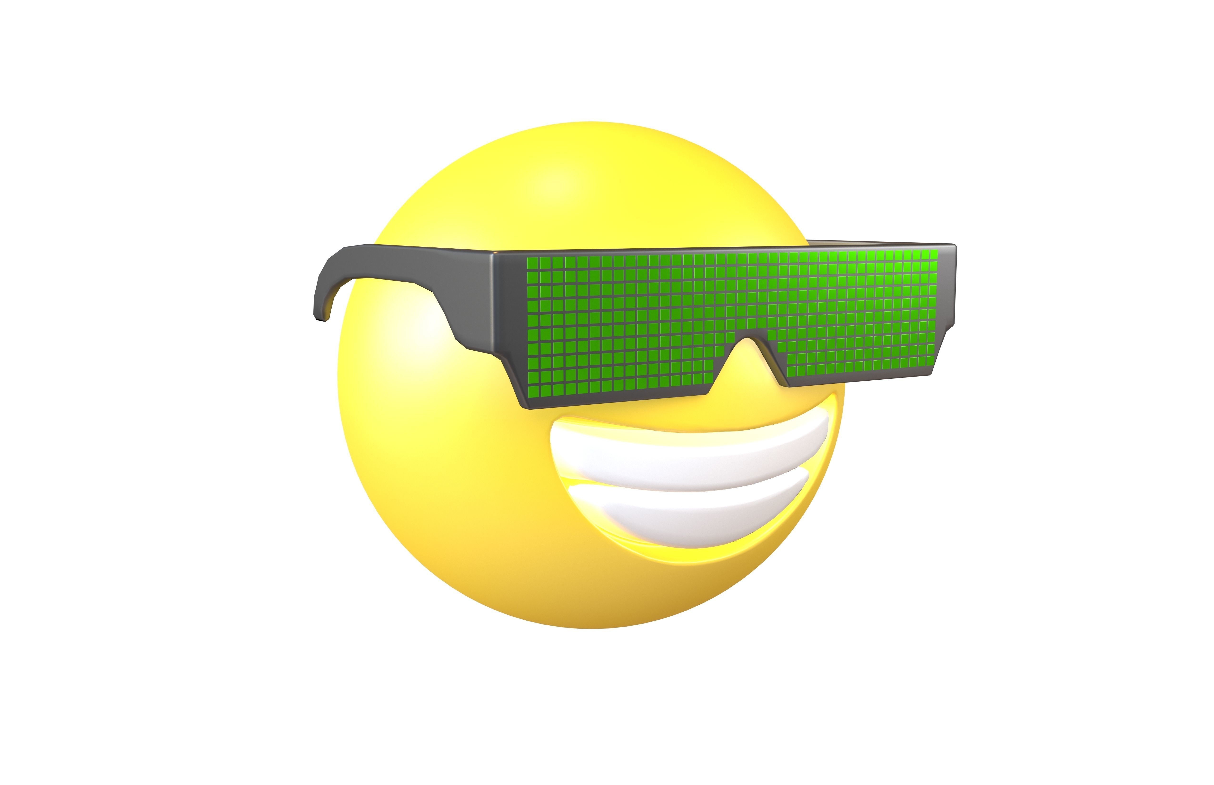 Beaming Face With Future Technology Glasses v1 004 Low-poly 3D model_1