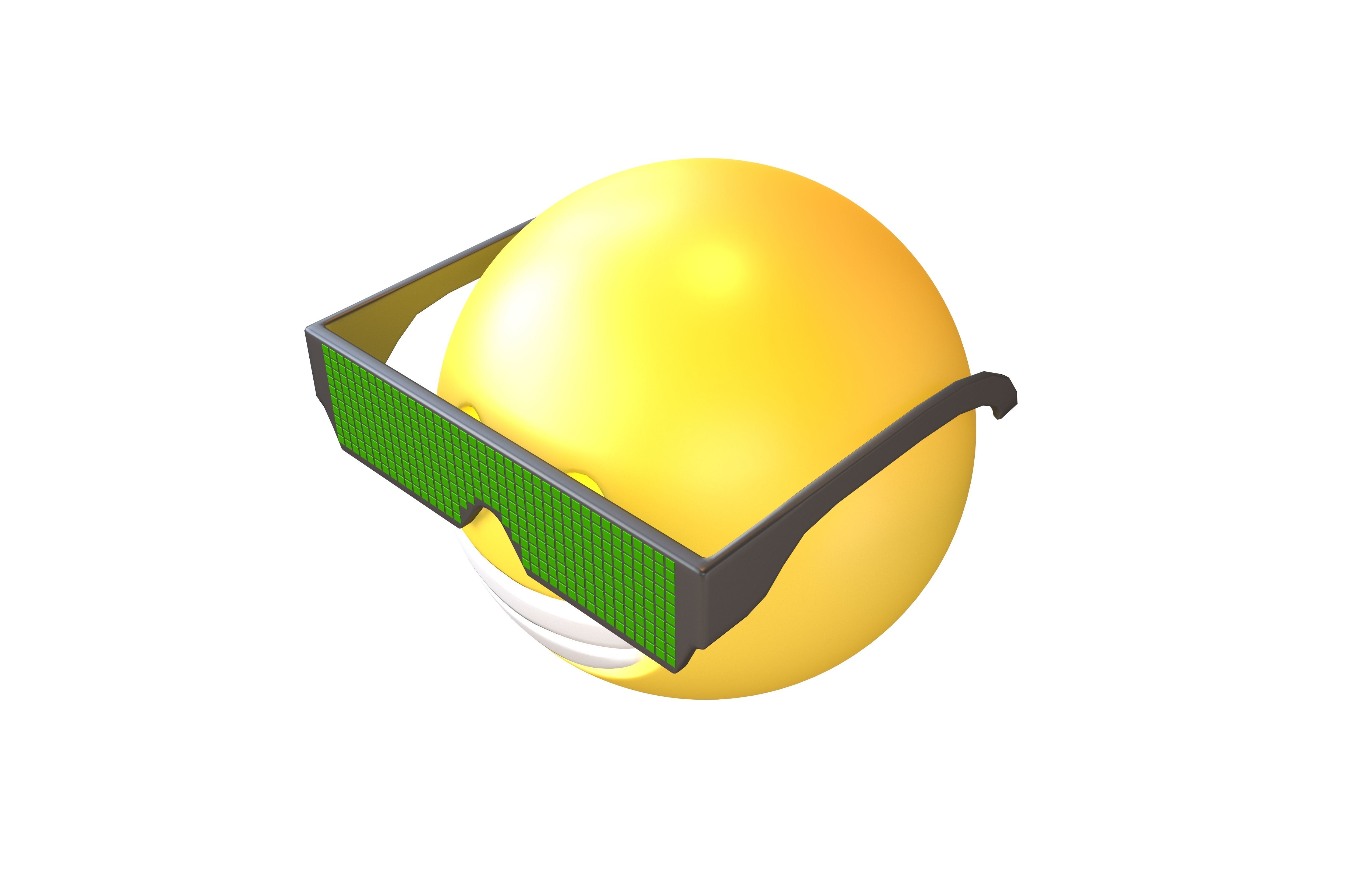 Beaming Face With Future Technology Glasses v1 004 Low-poly 3D model_2